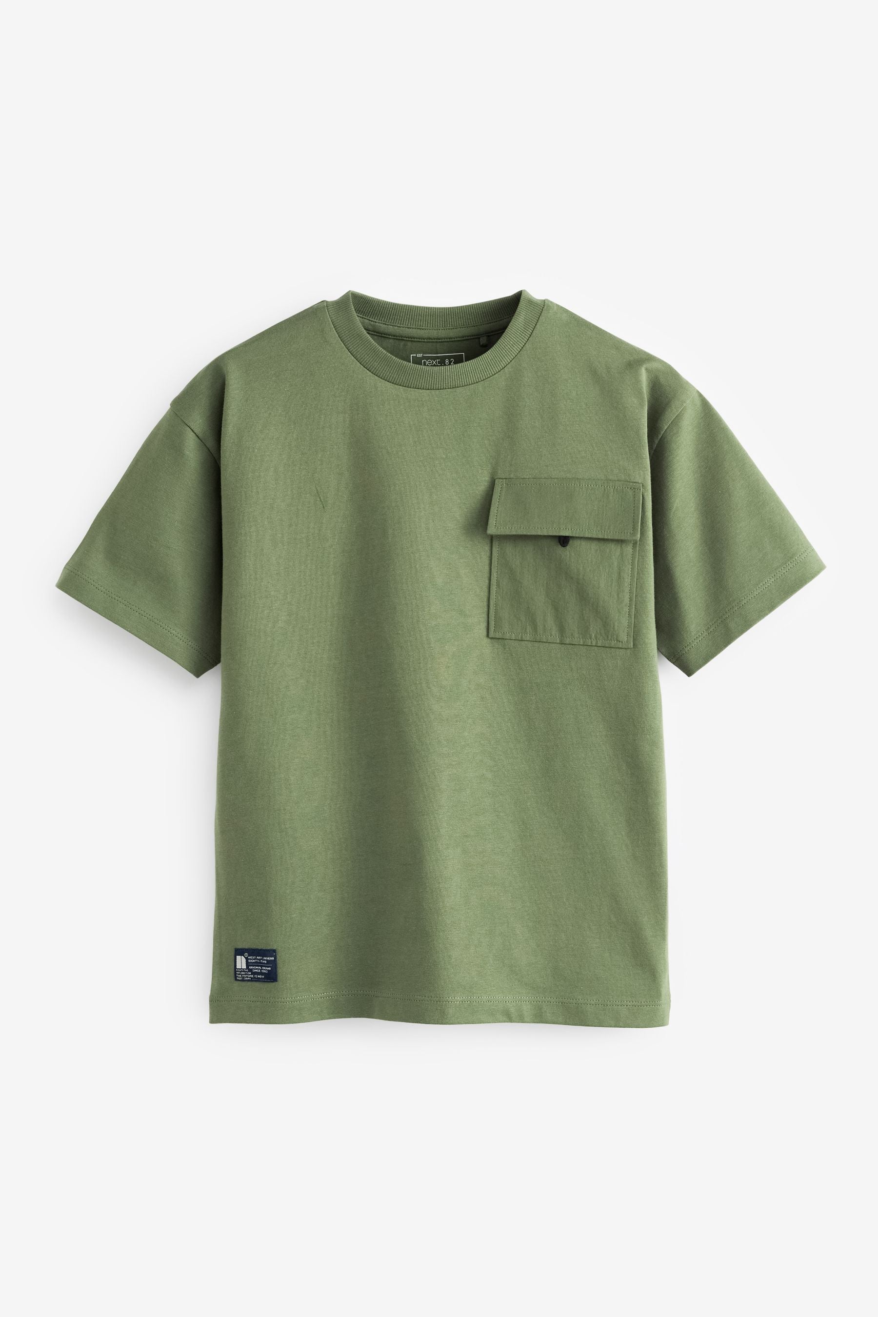 Khaki Green Utility Pocket Short Sleeve T-Shirt (3-16yrs)