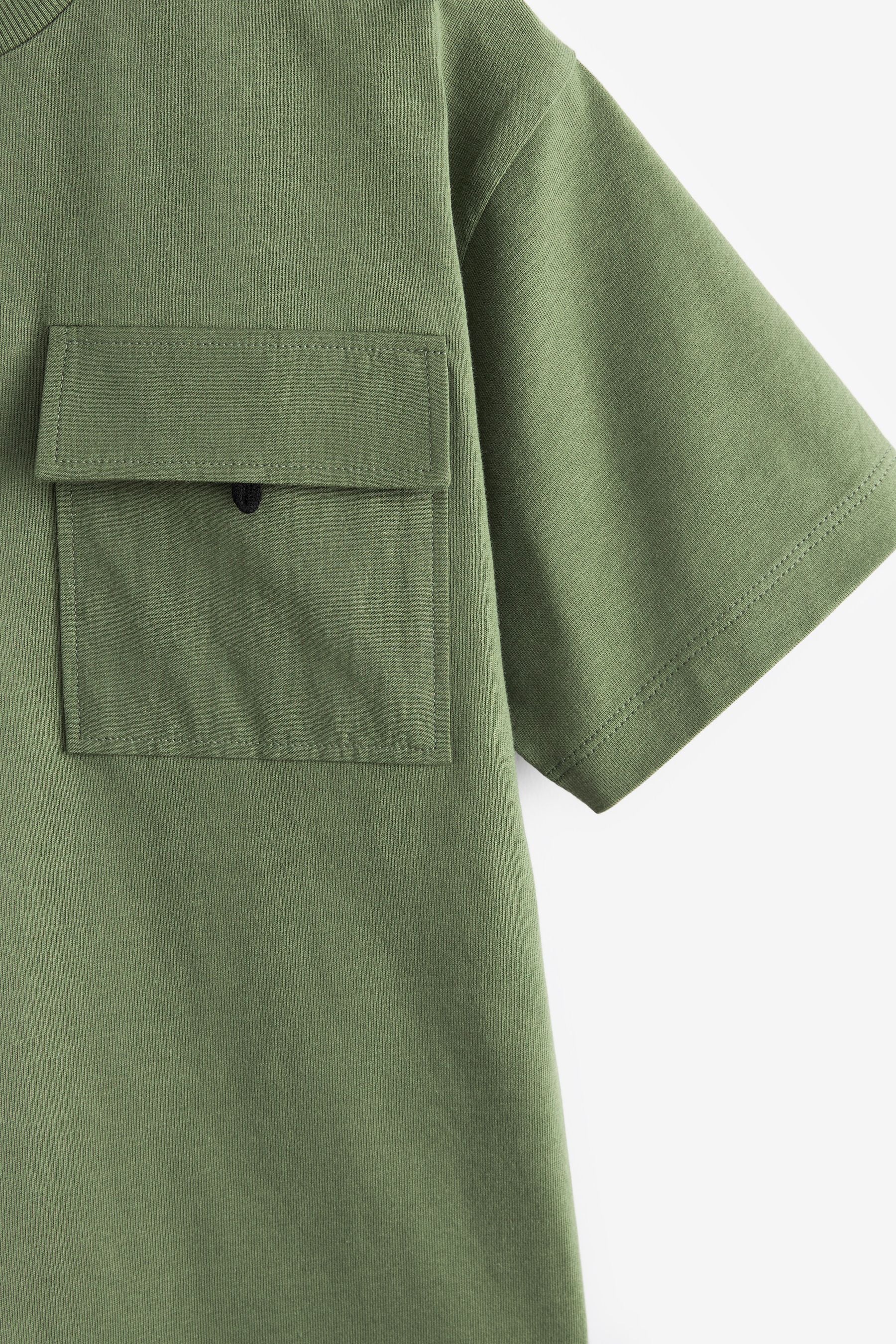 Khaki Green Utility Pocket Short Sleeve T-Shirt (3-16yrs)