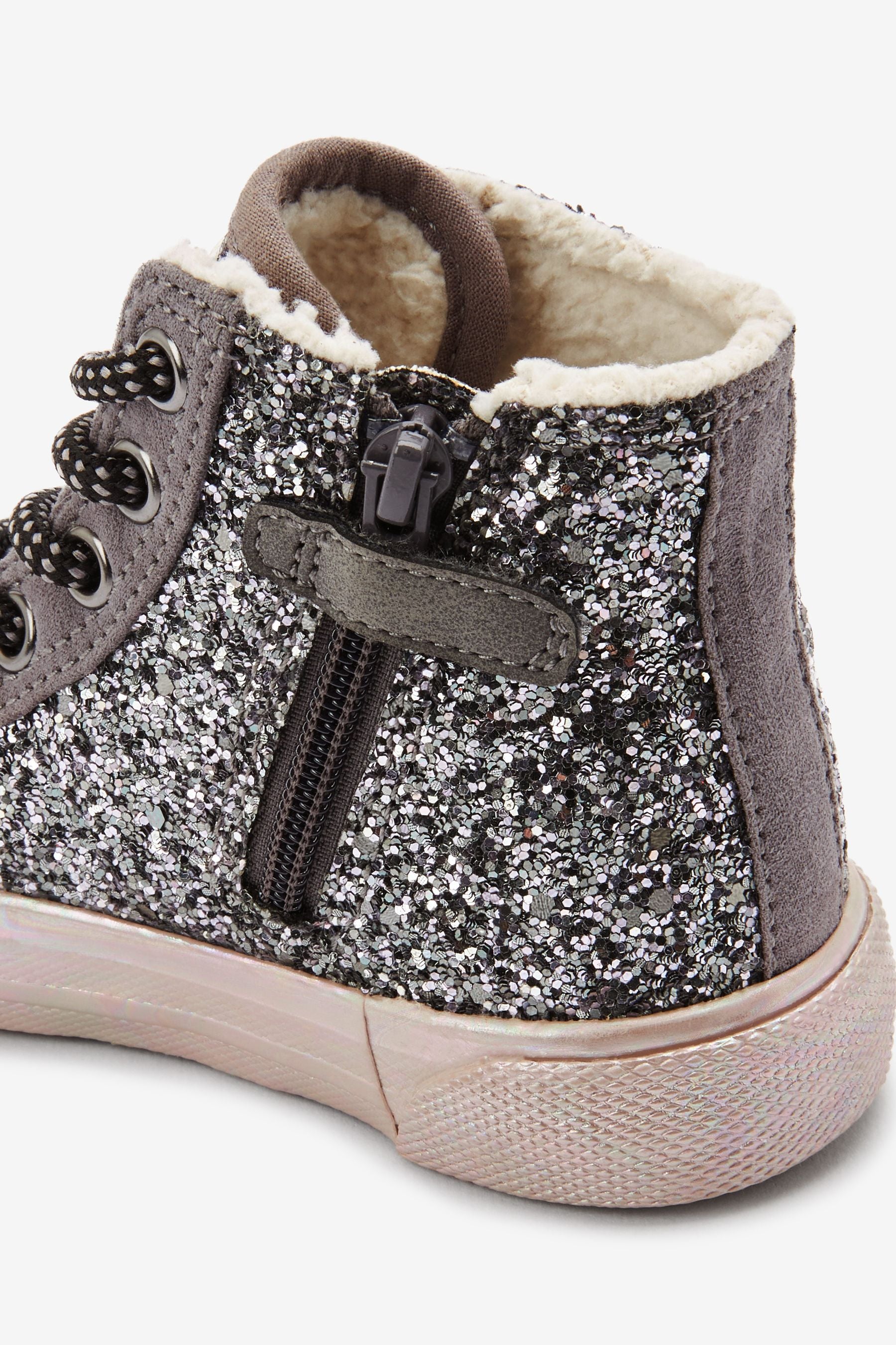 Silver High Top Lace-Up Boots