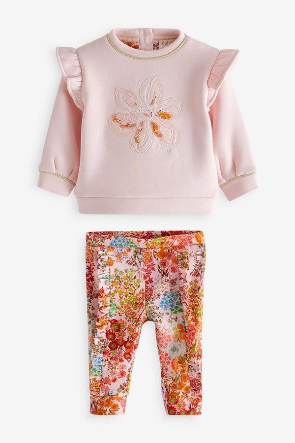 Baker by Ted Baker Pink Floral Sweater And Leggings Set