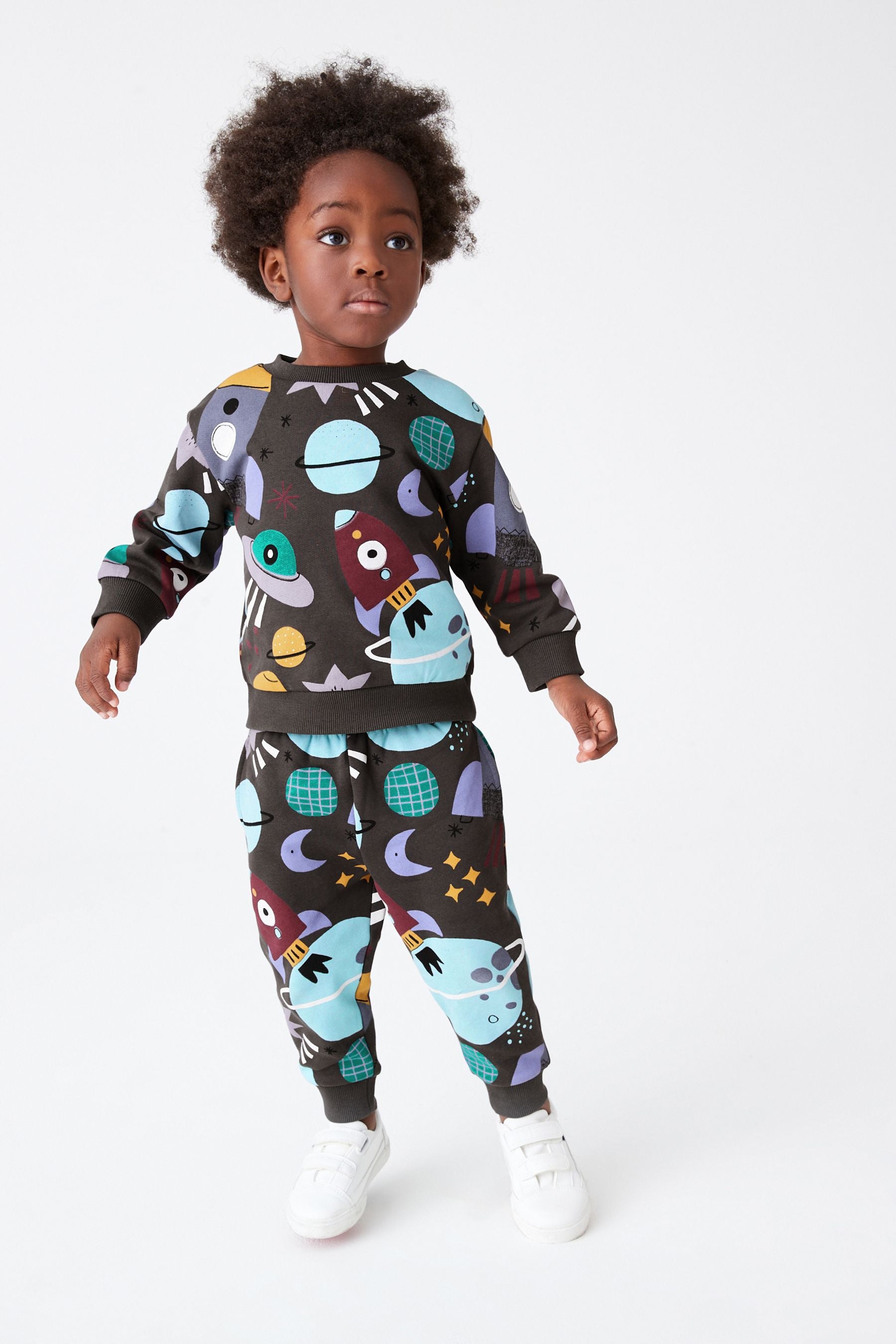 Charcoal Grey Rocket All-Over Printed Joggers (3mths-7yrs)