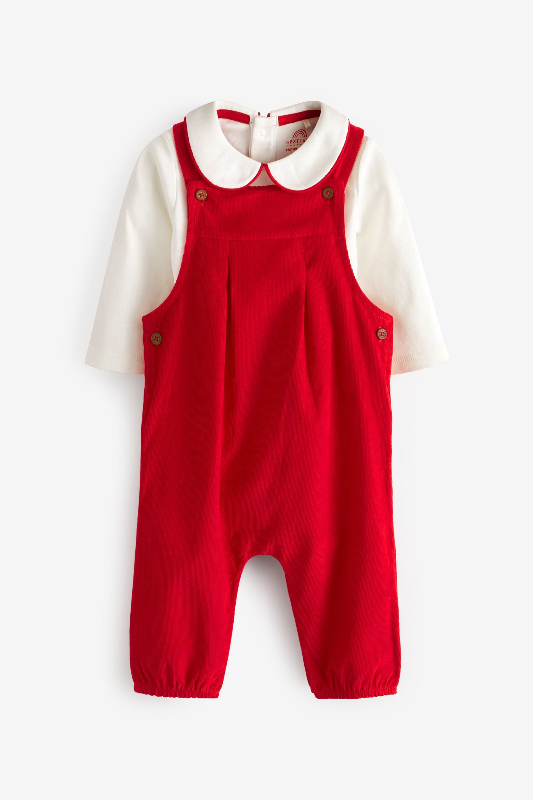 Red Cord Two Piece Smart Baby Dungarees And Bodysuit Set (0mths-2yrs)