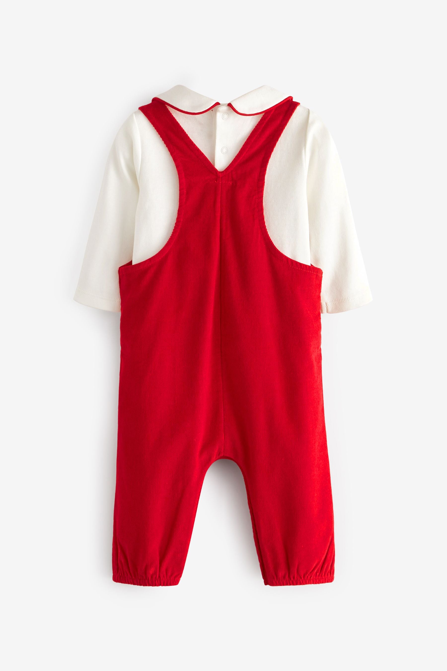 Red Cord Two Piece Smart Baby Dungarees And Bodysuit Set (0mths-2yrs)