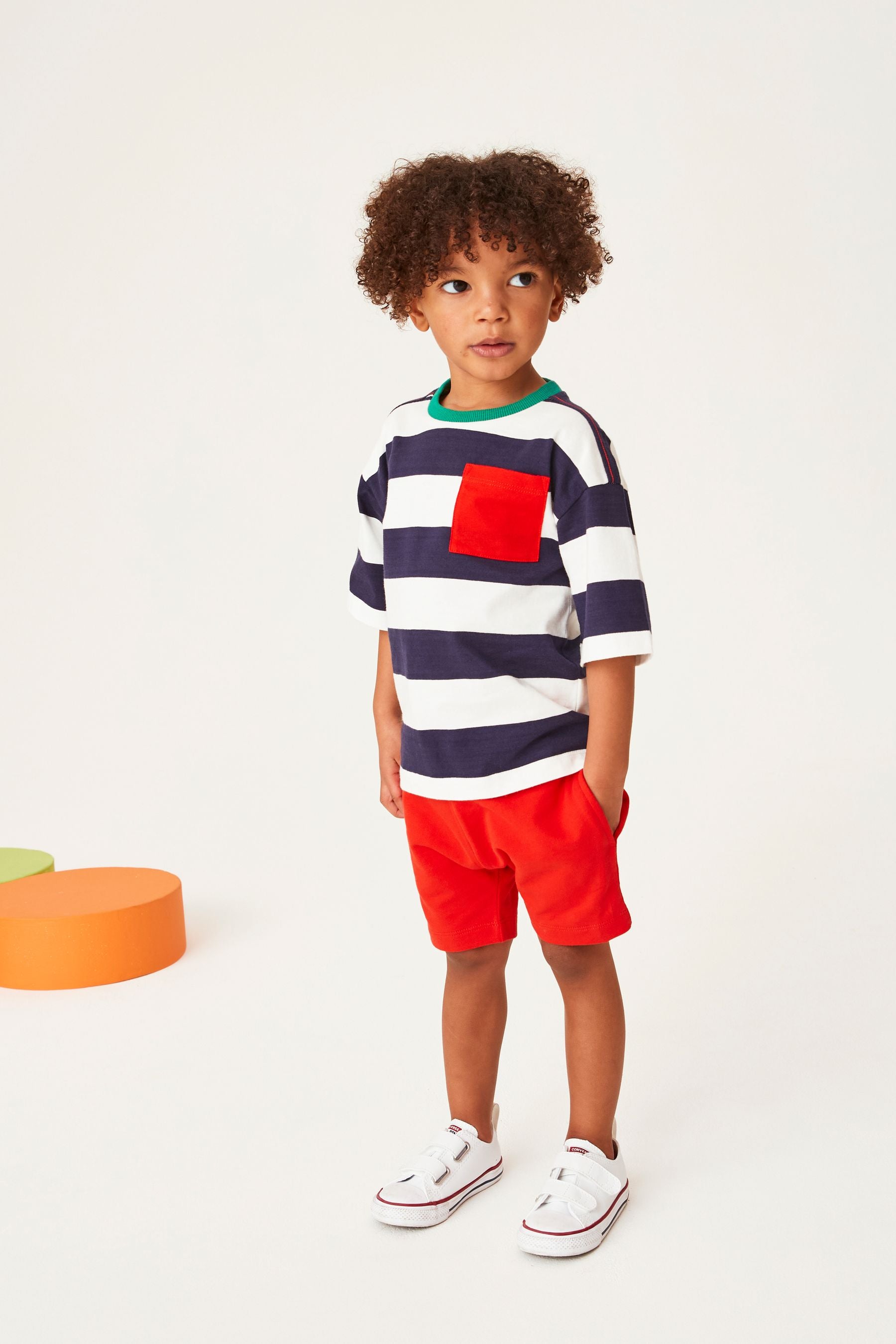 Navy and Red Stripe T-Shirt and Shorts Set (3mths-7yrs)