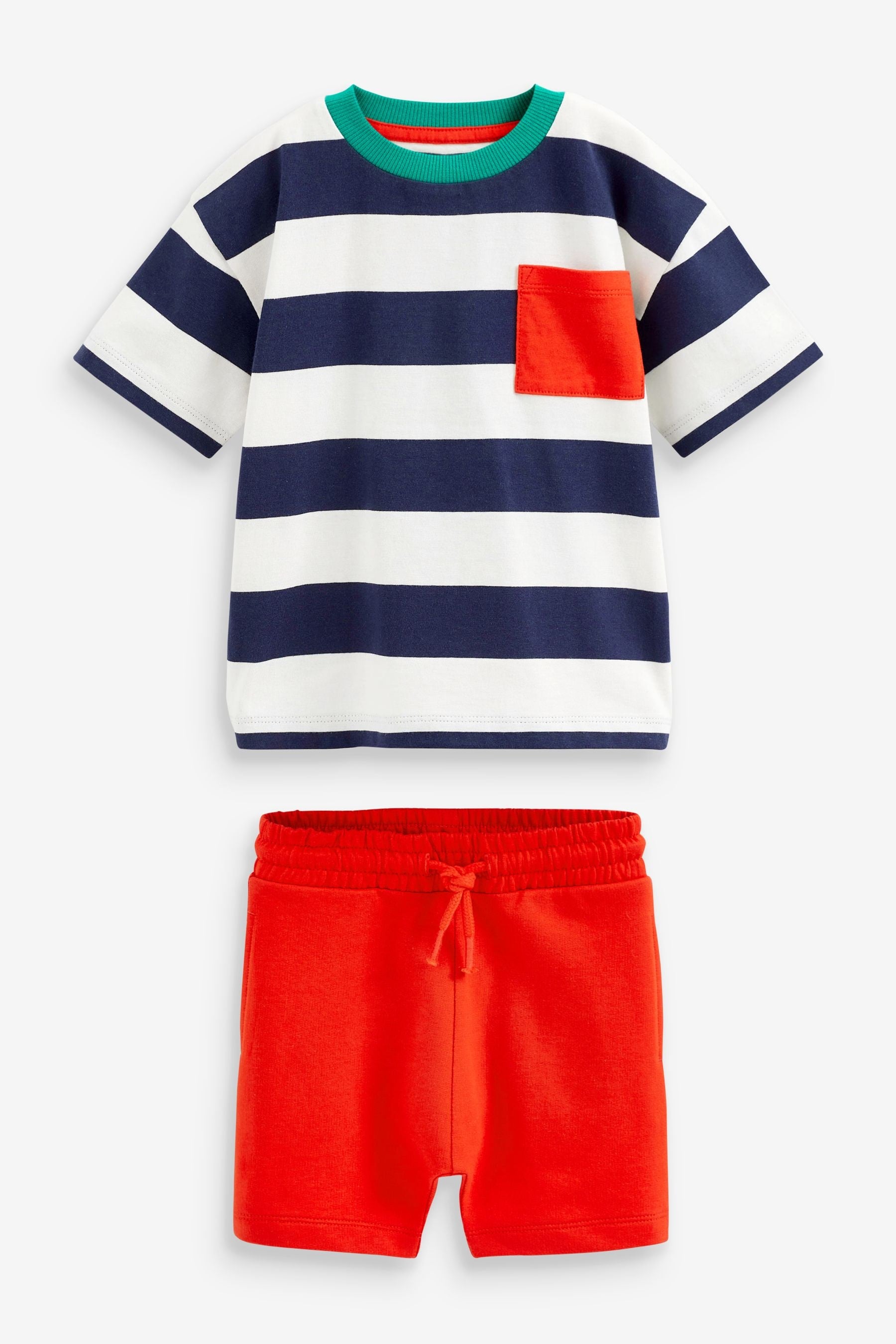 Navy and Red Stripe T-Shirt and Shorts Set (3mths-7yrs)