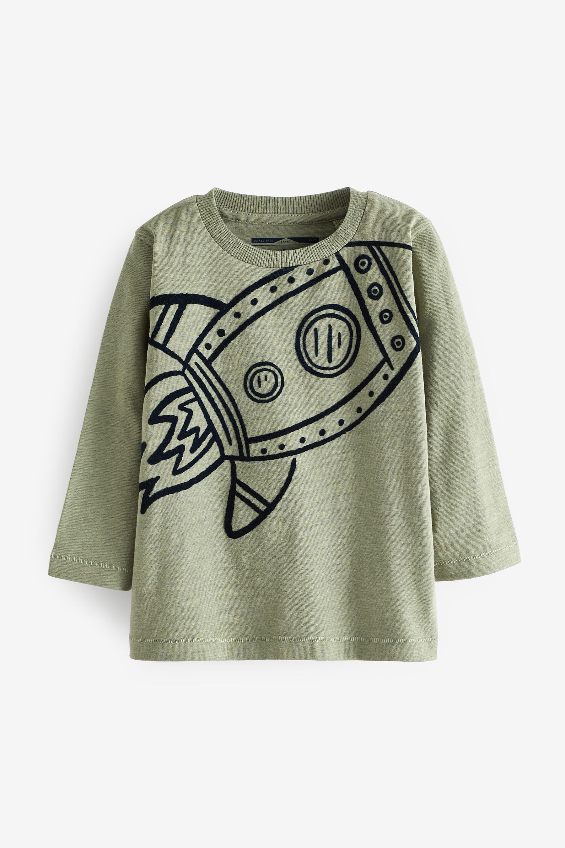 Khaki Green Rocket Long Sleeve Character T-Shirt (3mths-7yrs)