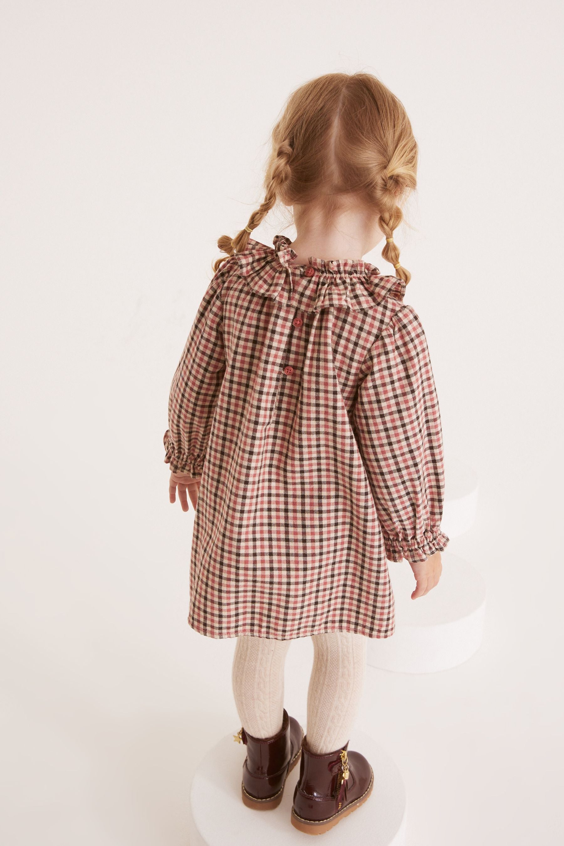 Soft Brown Nxt Ruffle Collar Check Dress (3mths-8yrs)