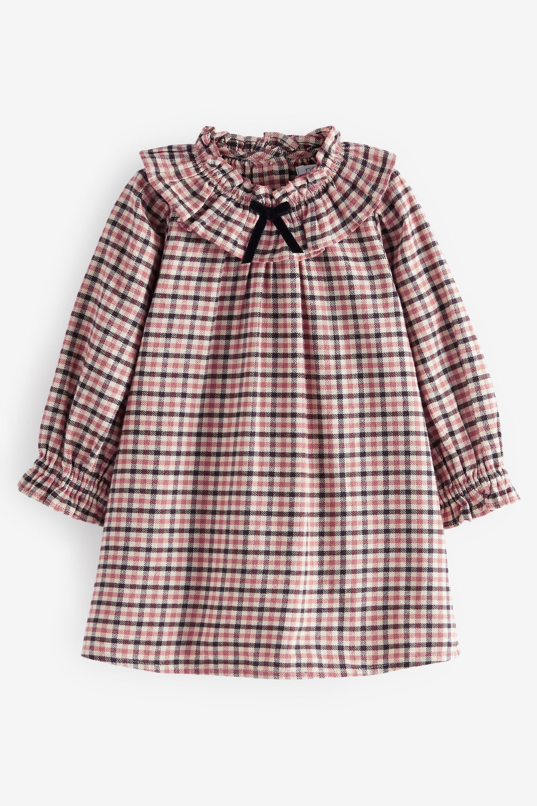 Soft Brown Nxt Ruffle Collar Check Dress (3mths-8yrs)