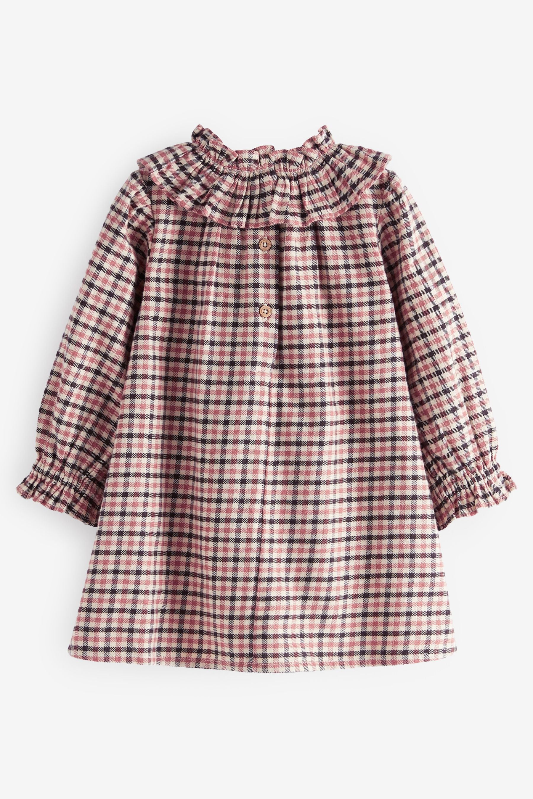 Soft Brown Nxt Ruffle Collar Check Dress (3mths-8yrs)