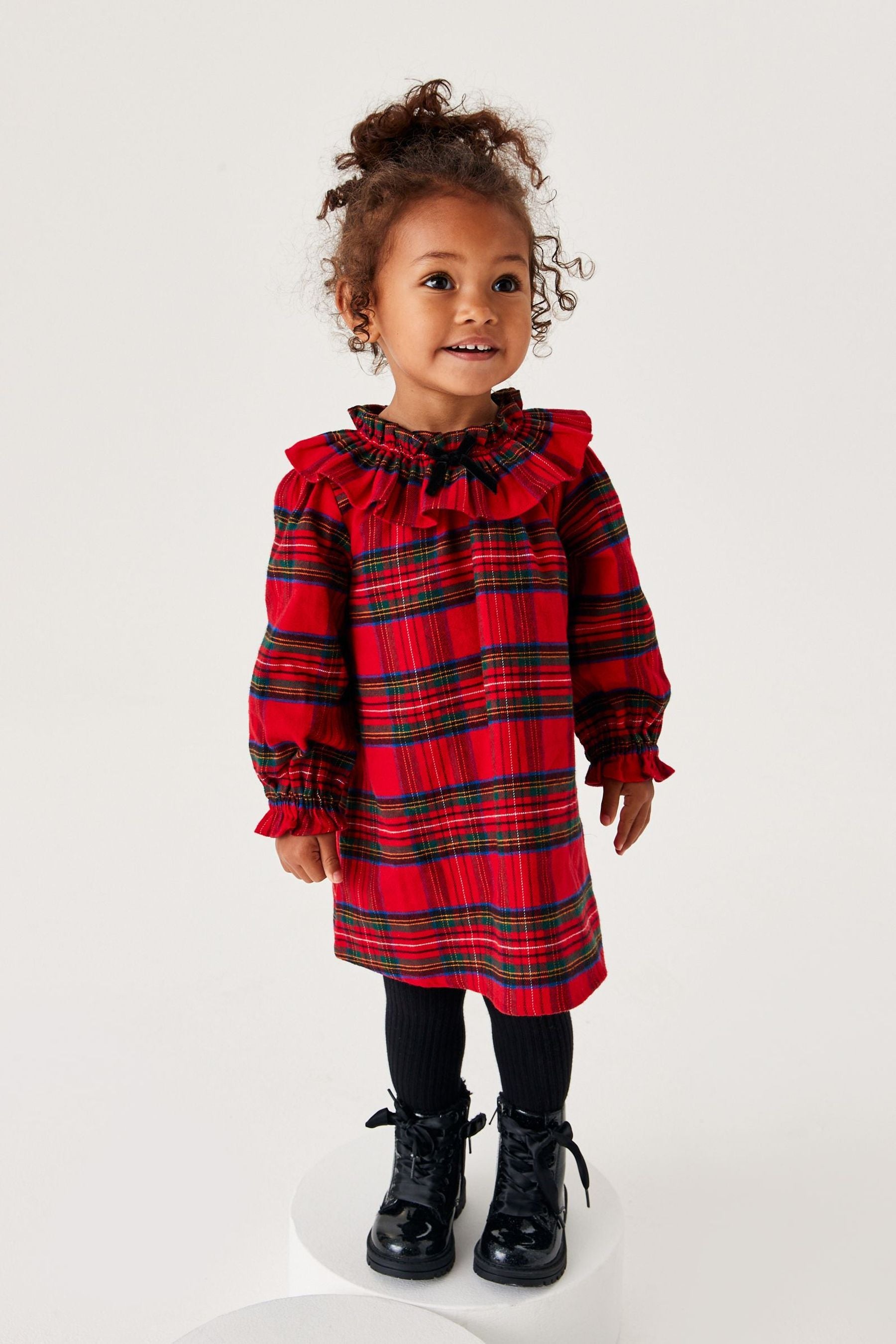 Red Nxt Ruffle Collar Check Dress (3mths-8yrs)