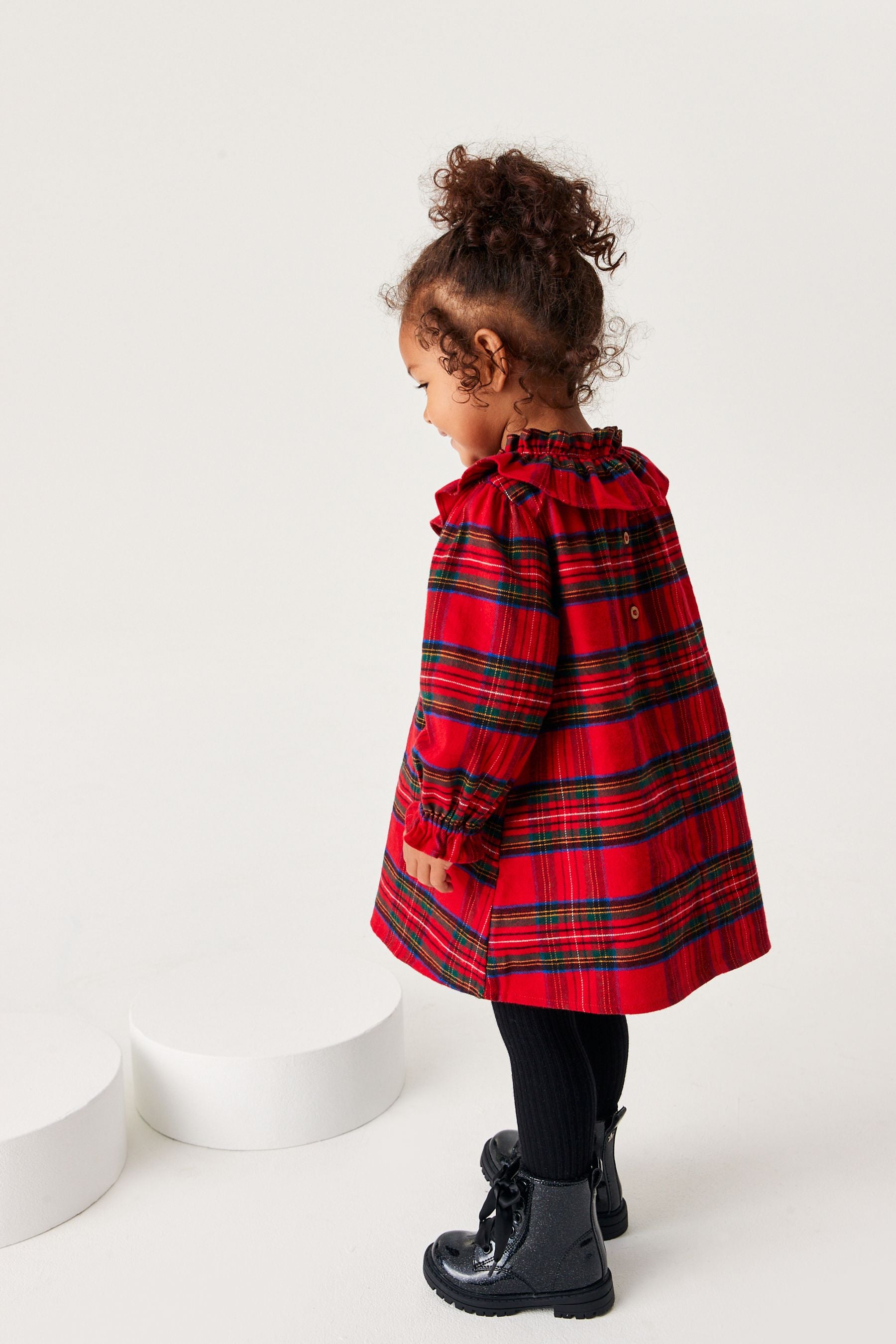 Red Nxt Ruffle Collar Check Dress (3mths-8yrs)