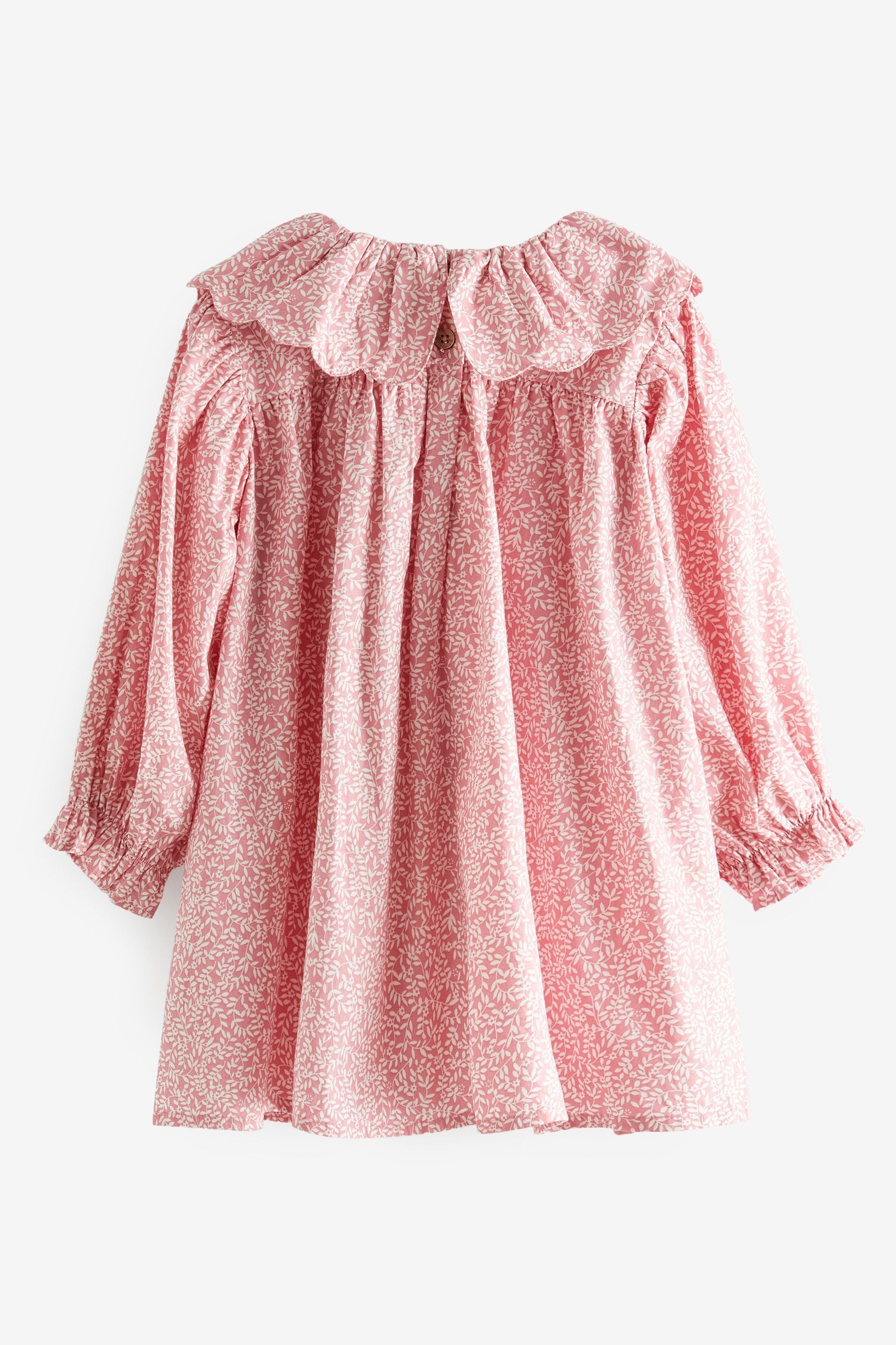 Pink Ditsy Collar Dress And Tights Set (3mths-8yrs)