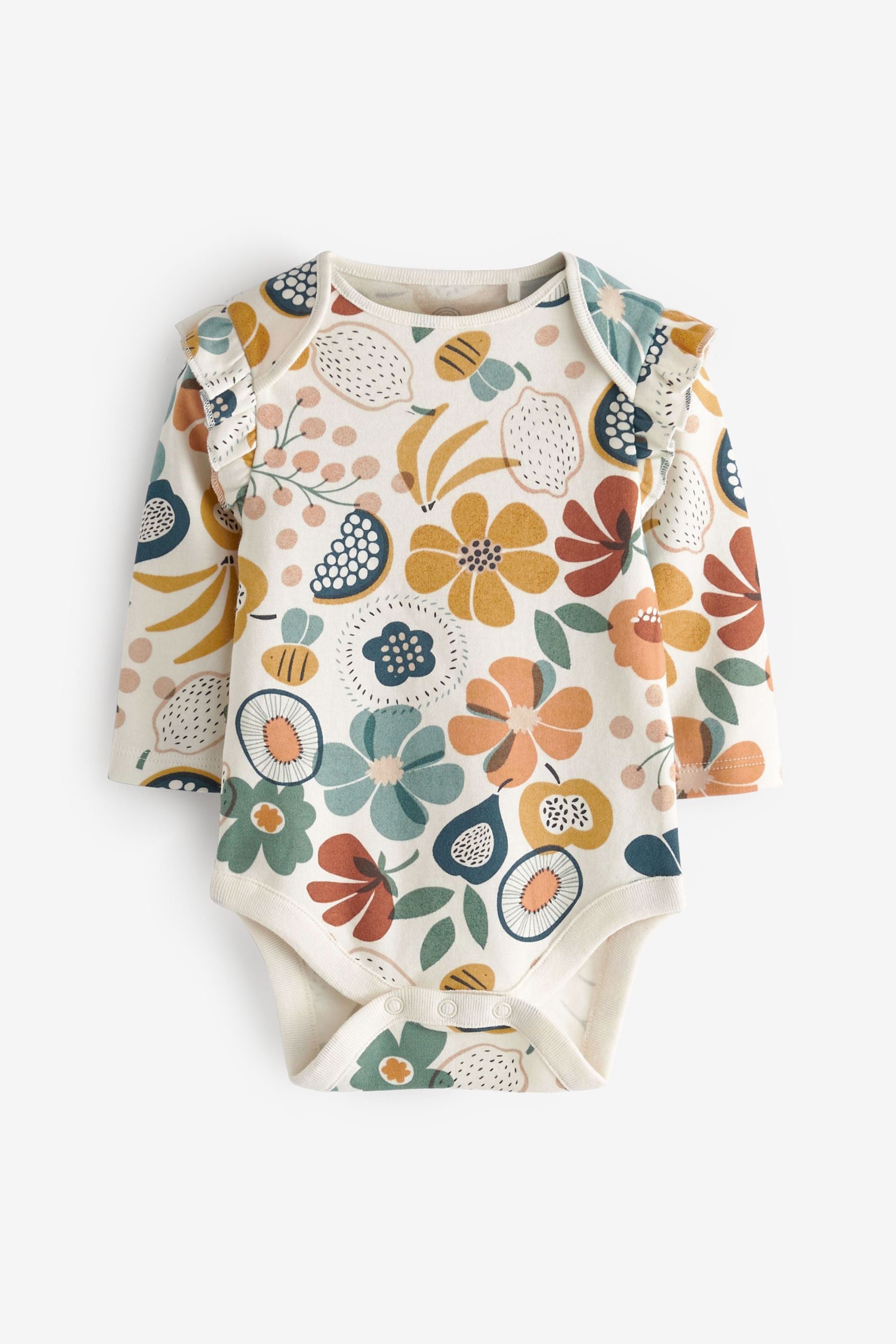 Green Floral Baby Bodysuits 3 Pack