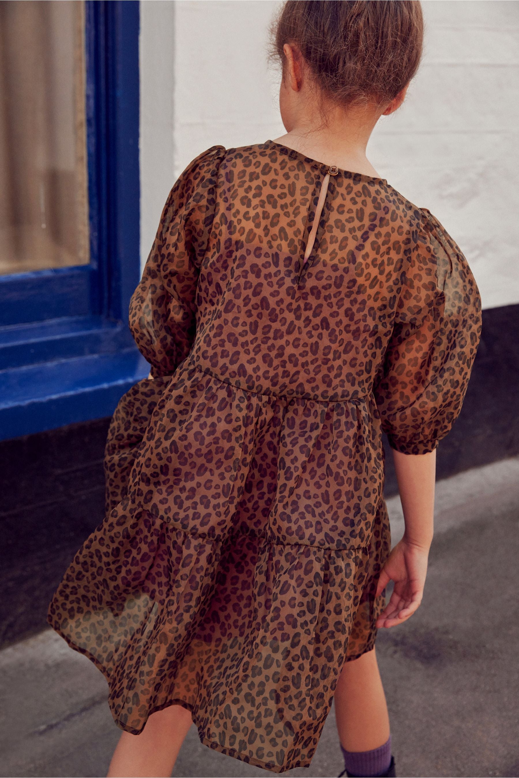 Animal Print Organza Wrap Dress (3-16yrs)