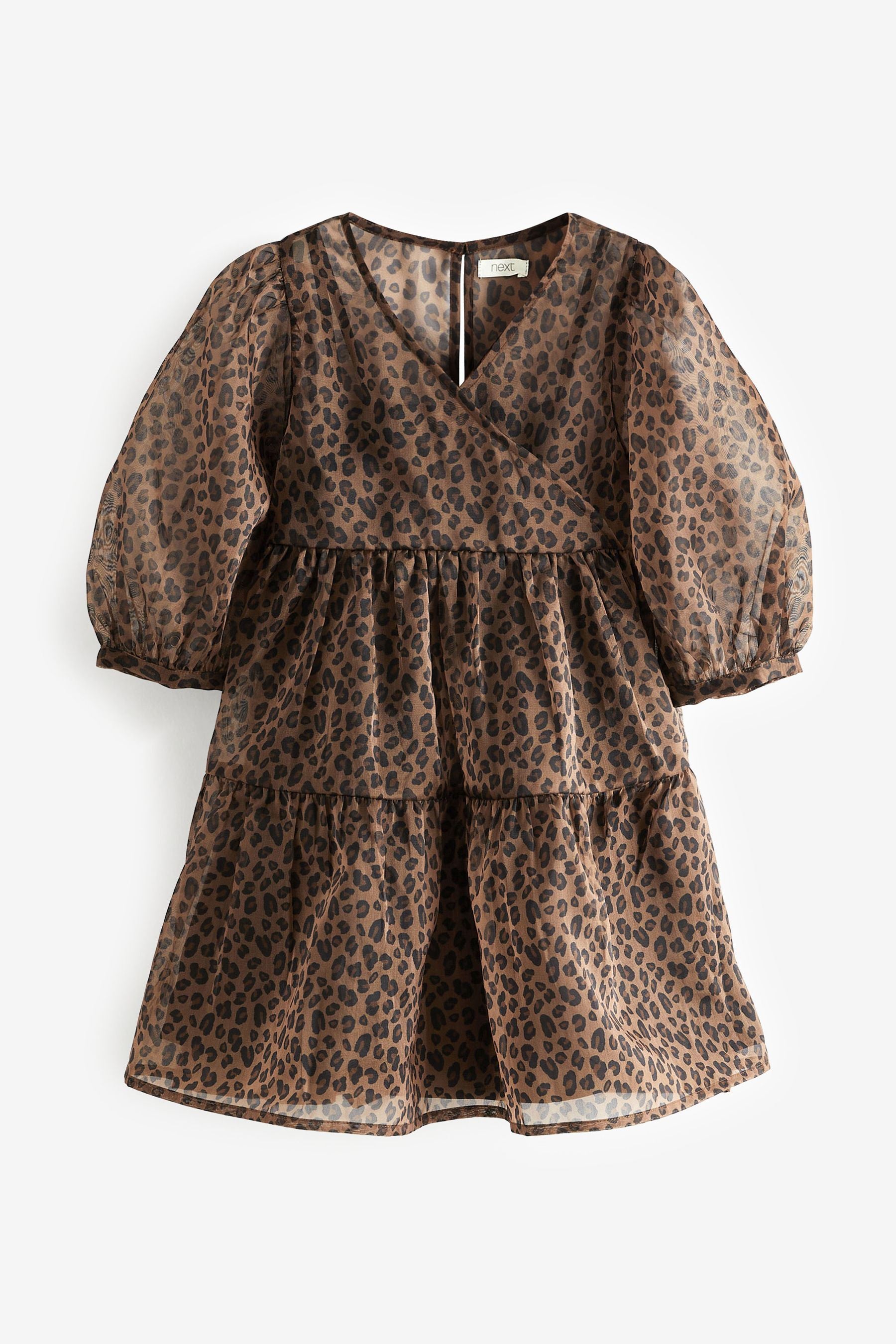 Animal Print Organza Wrap Dress (3-16yrs)