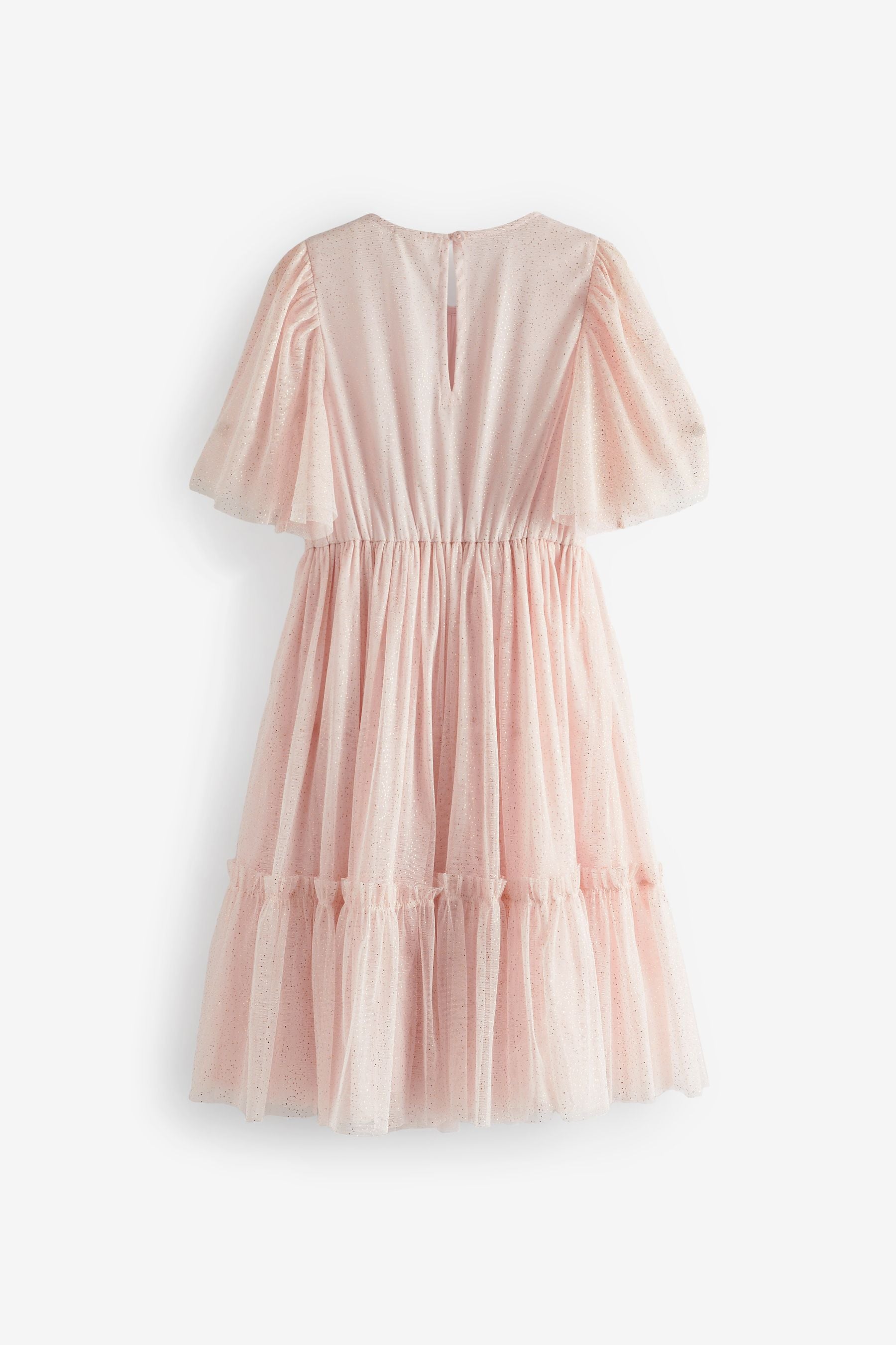 Soft Pink Star Embellished Mesh Dress (3-16yrs)