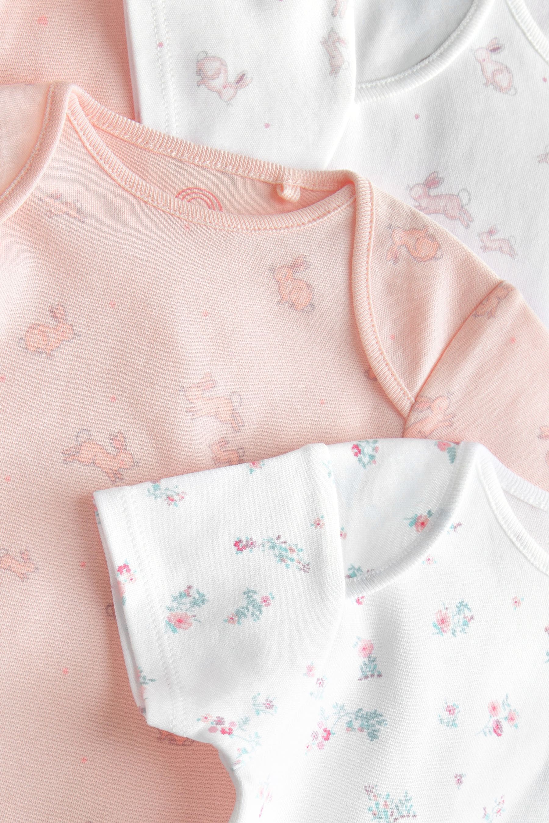 Pink/White Bunny Baby Short Sleeve Bodysuits