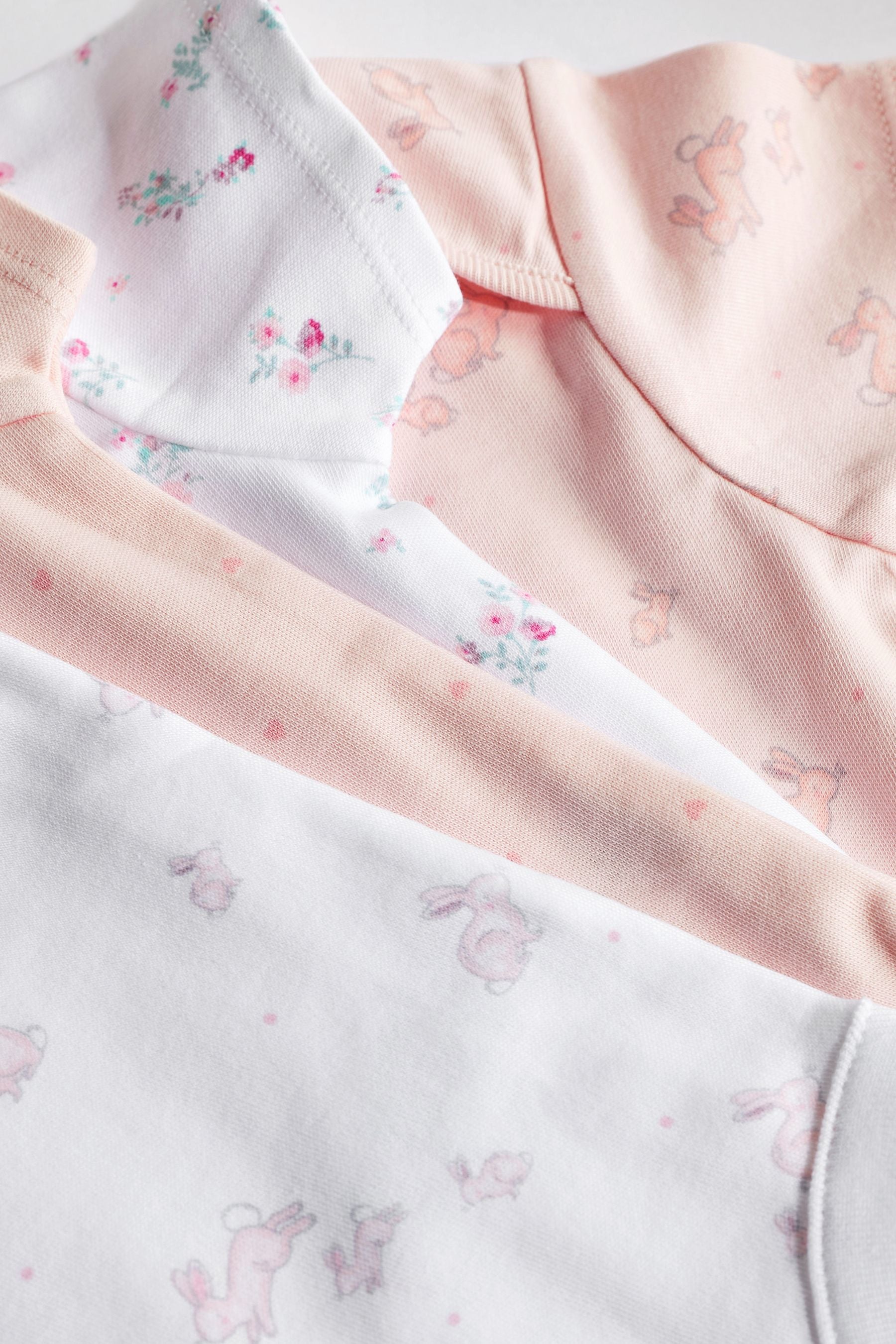 Pink/White Bunny Baby Short Sleeve Bodysuits