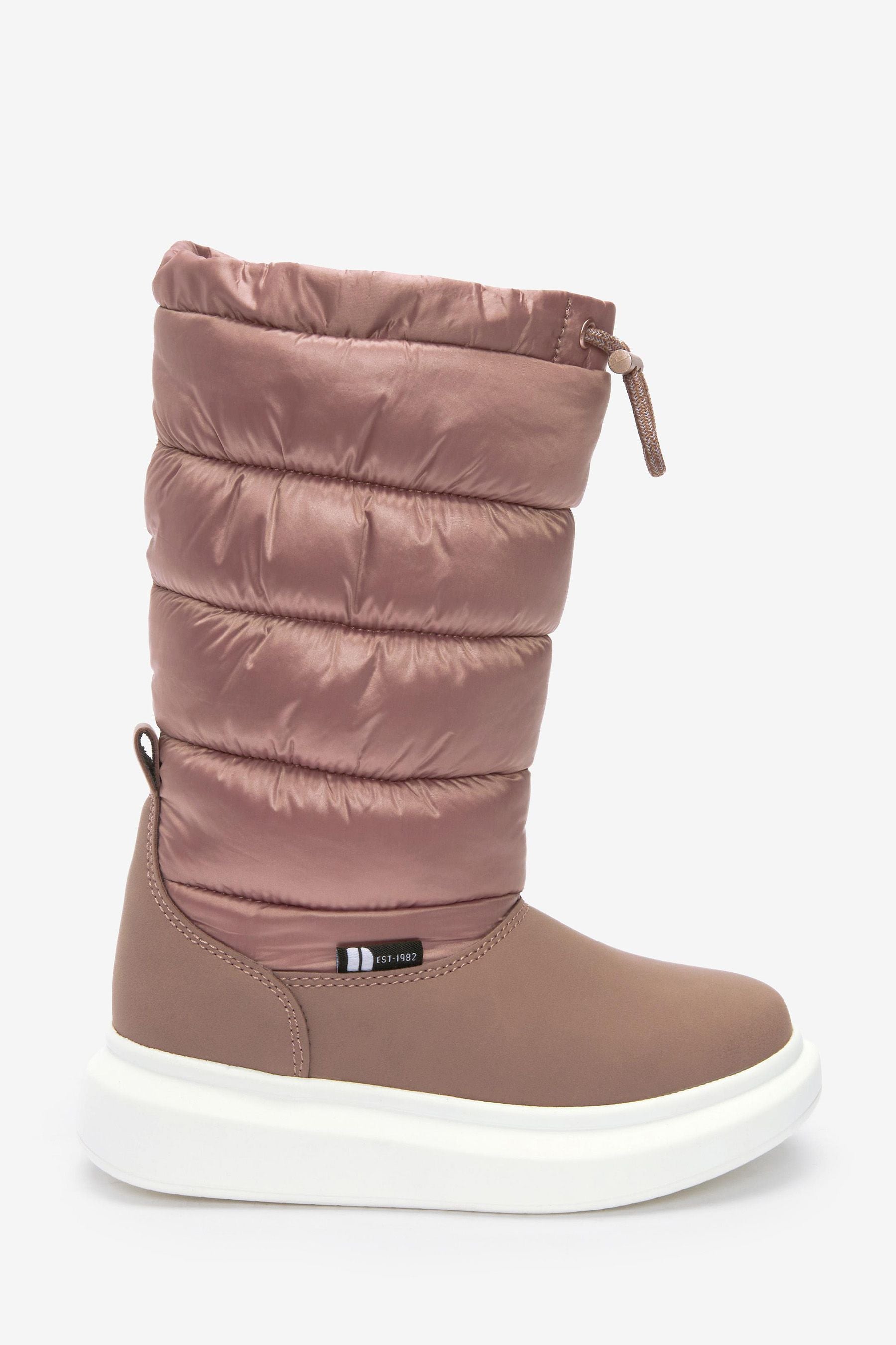 Pink Metallic Water Repellent Thermal Thinsulate Lined Quilted Boots