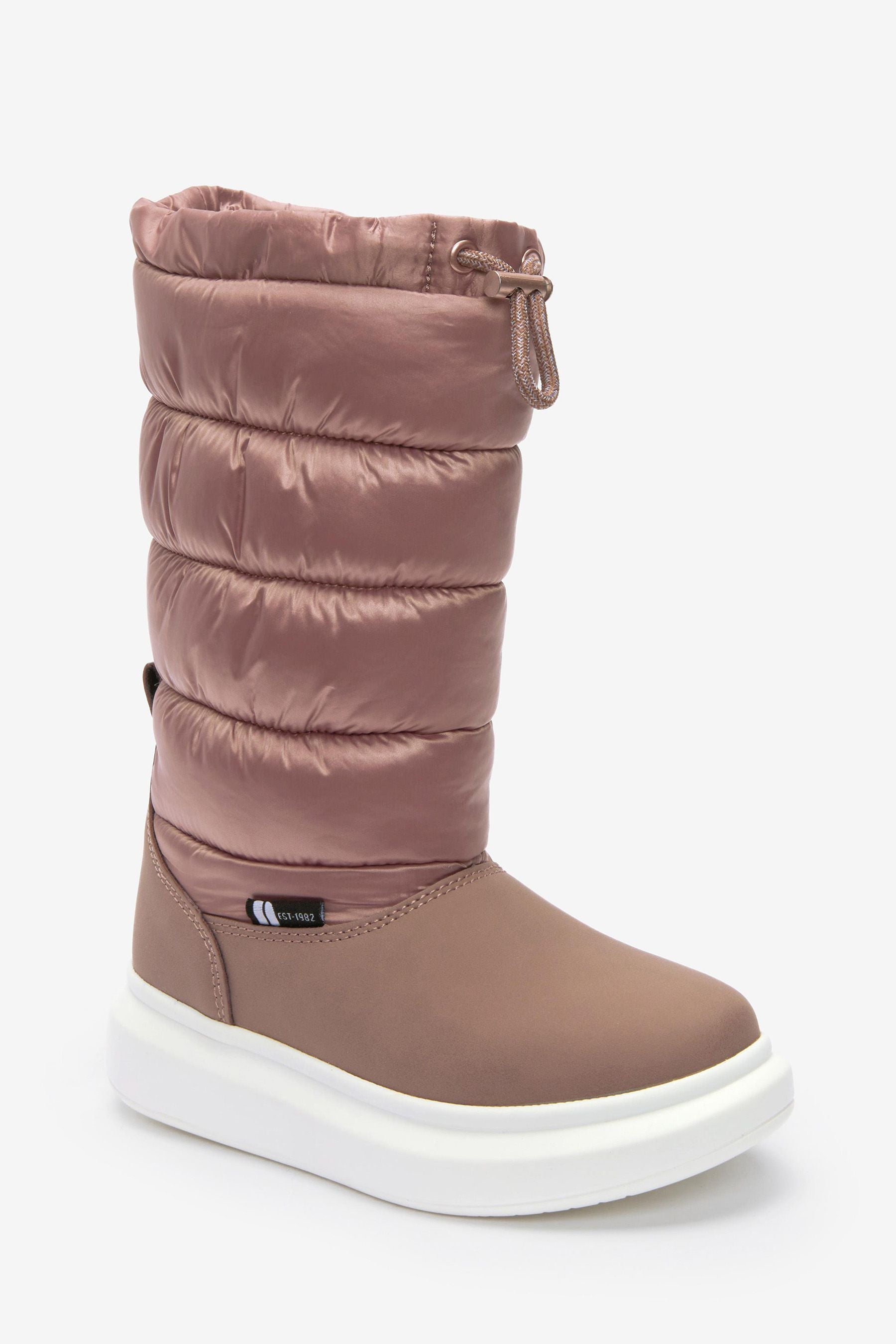 Pink Metallic Water Repellent Thermal Thinsulate Lined Quilted Boots