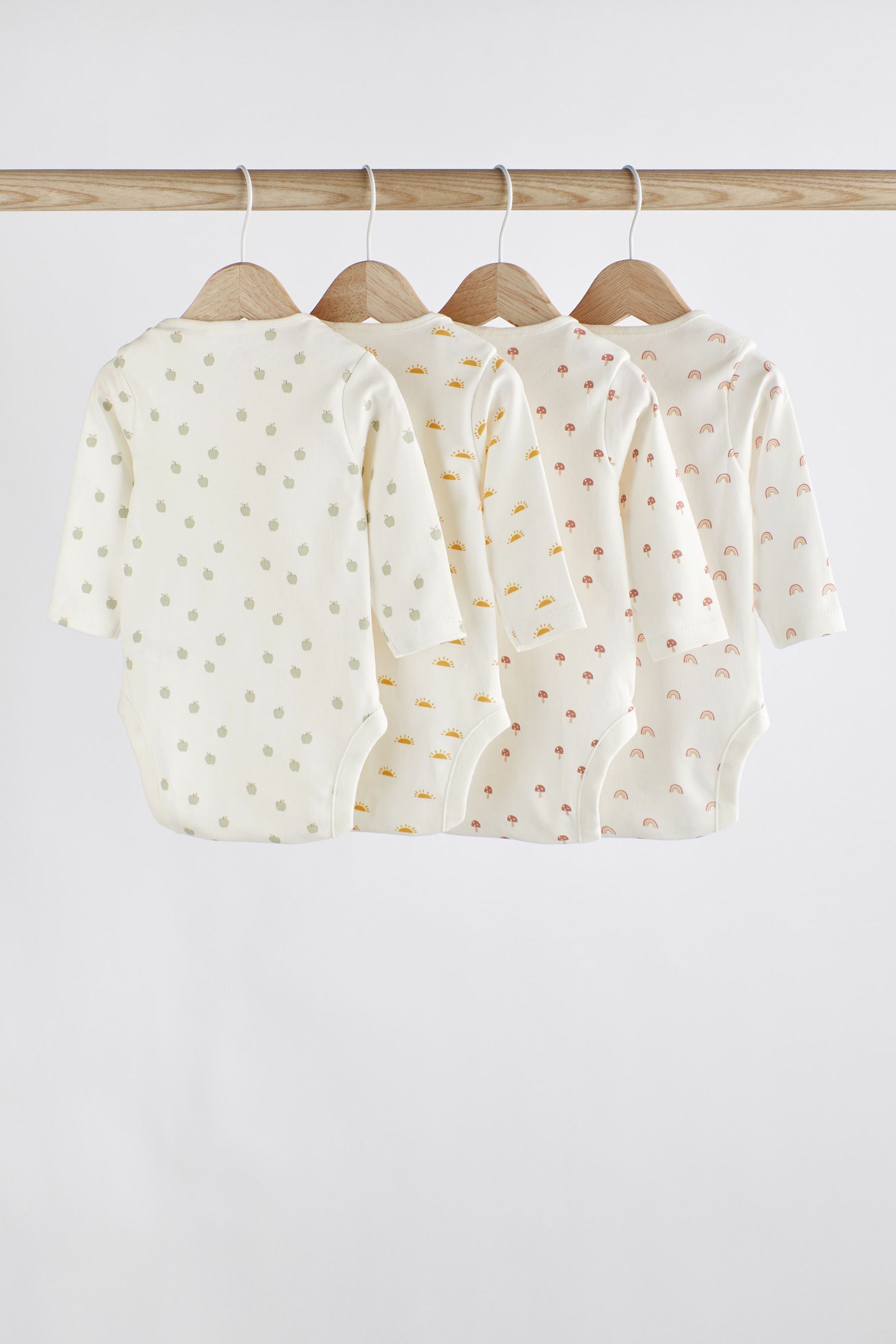 Cream Rainbow Baby Printed Long Sleeve Bodysuits