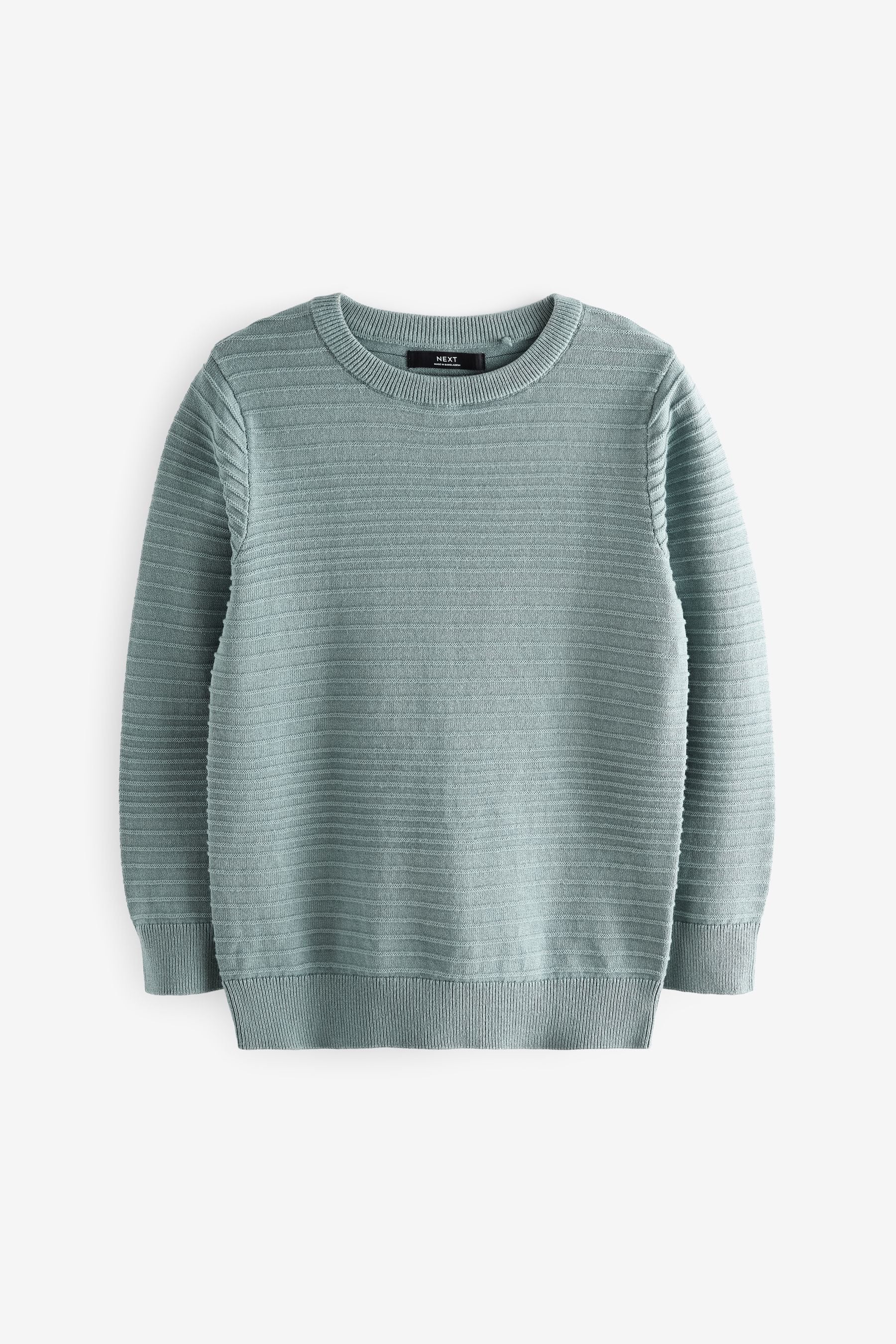 Blue Knitted Ripple Crew Jumper (3-16yrs)