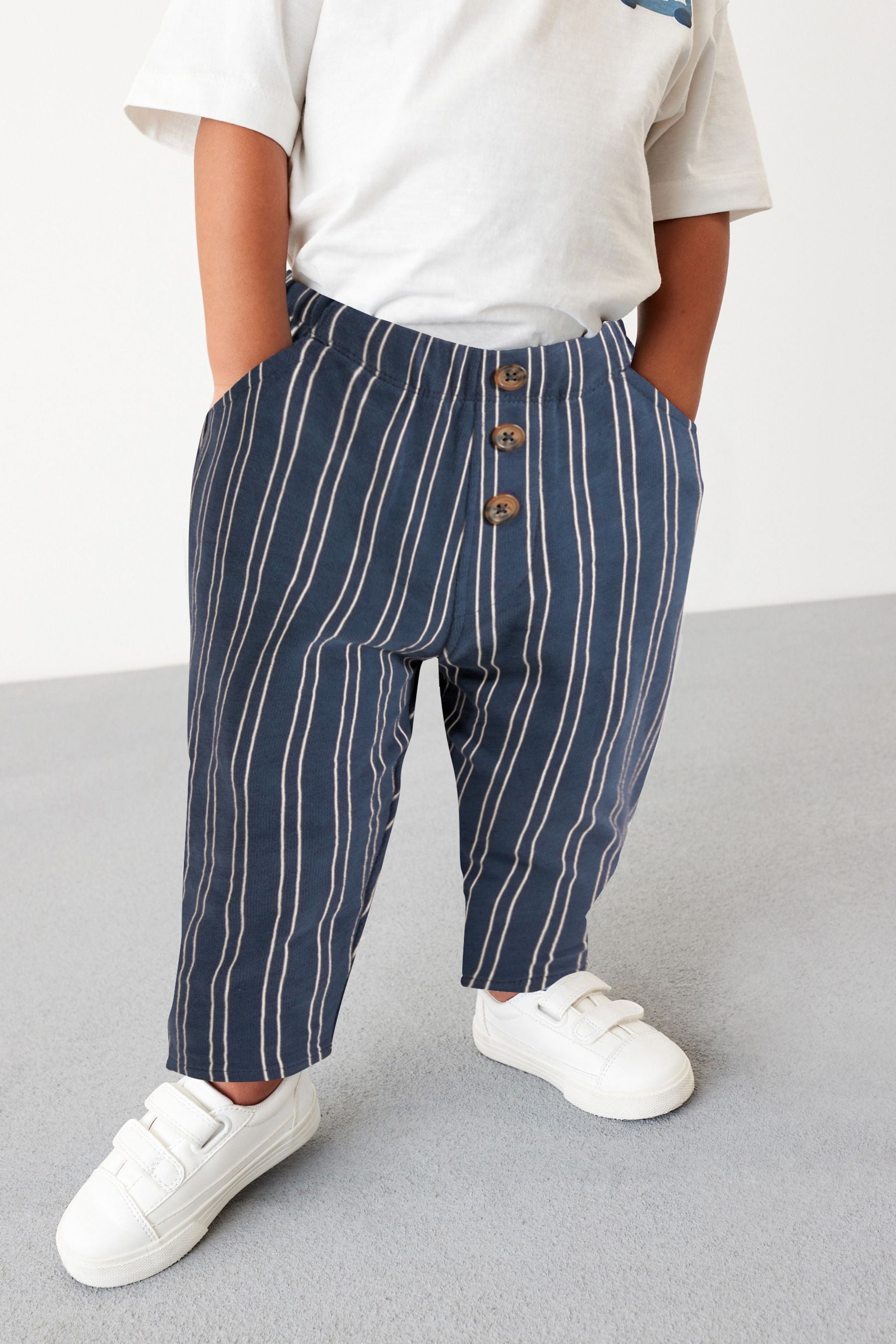 Blue Lightweight Striped Joggers (3mths-7yrs)