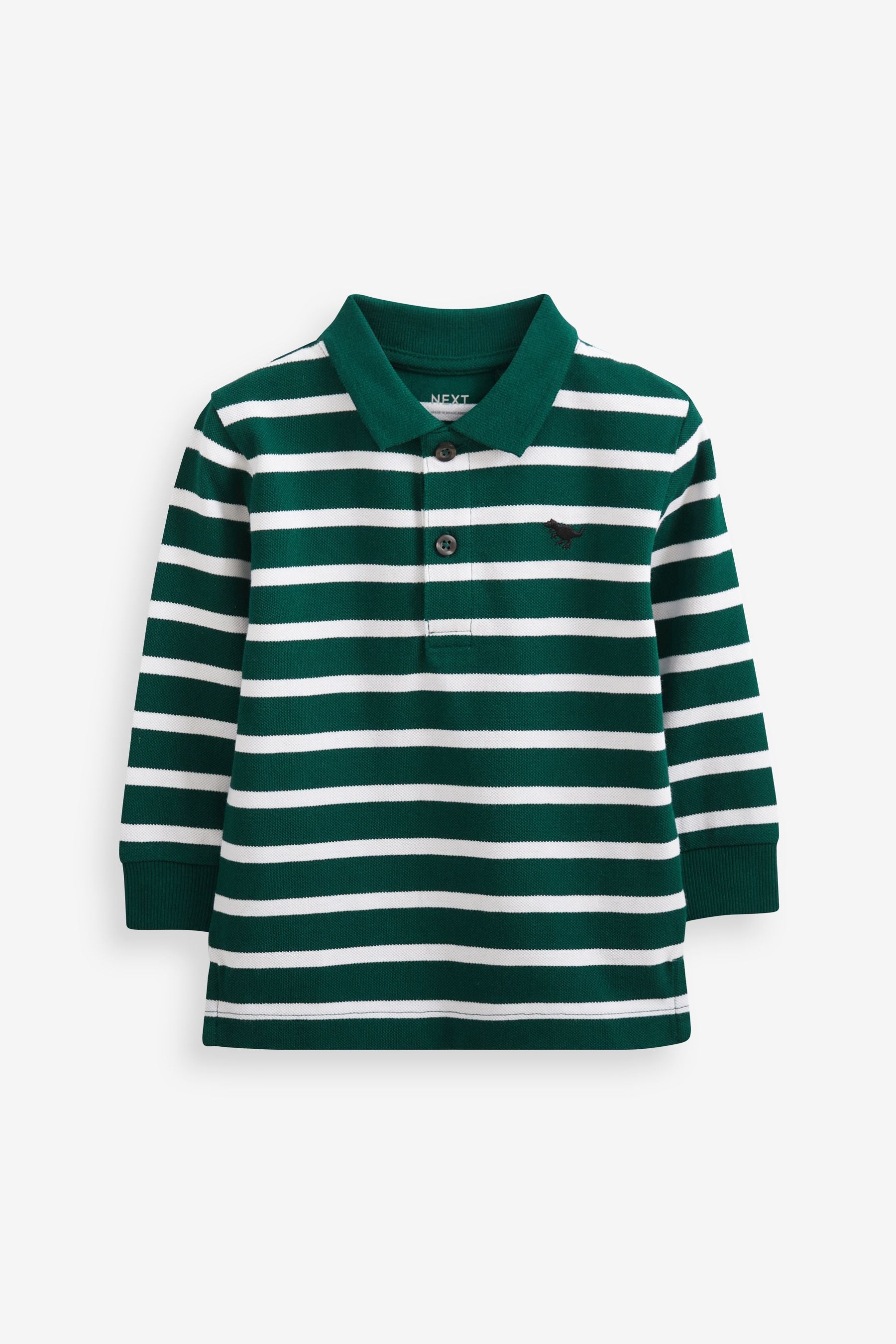 Green/White Long Sleeve Stripe Polo Shirt (3mths-7yrs)