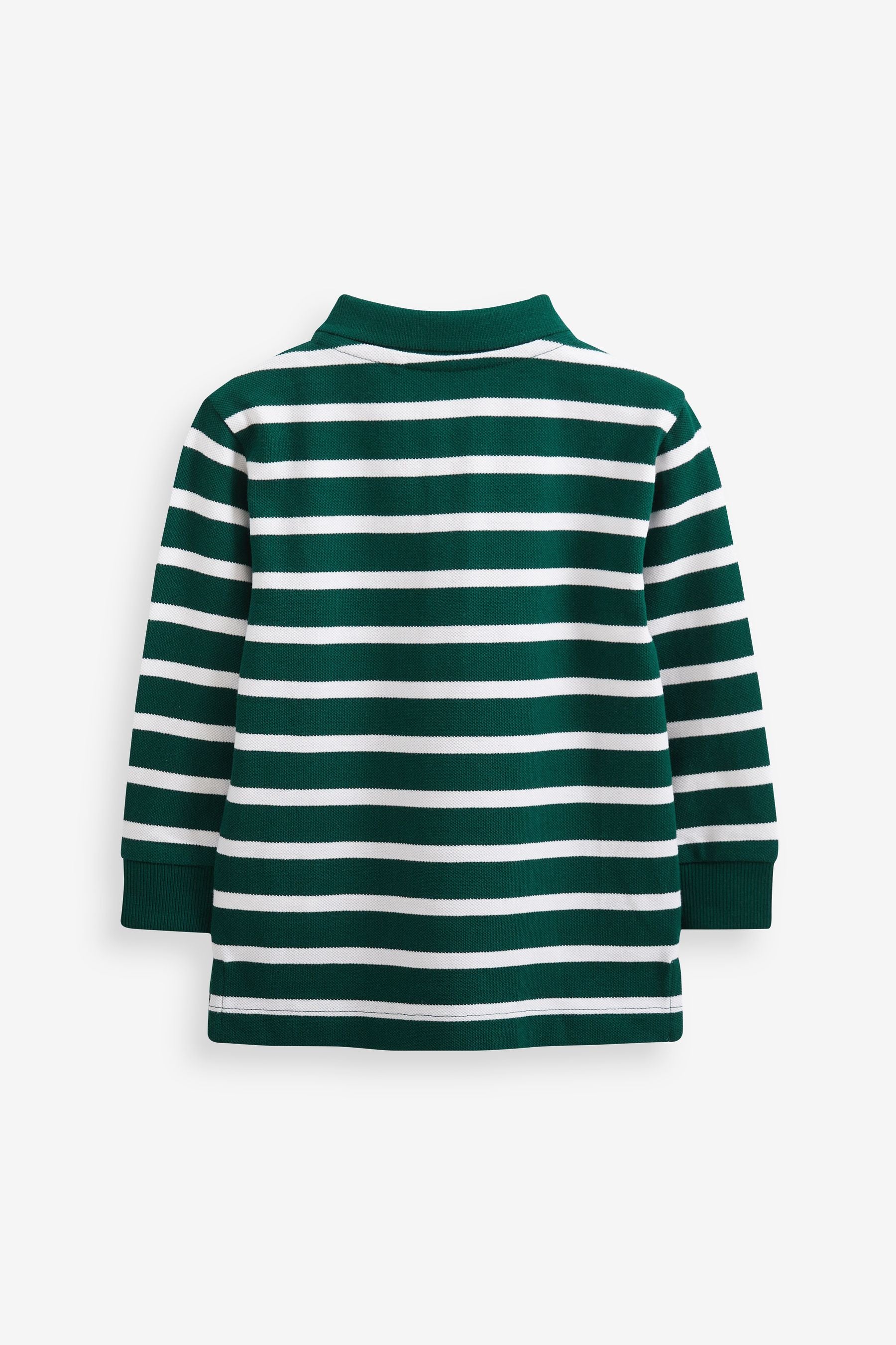 Green/White Long Sleeve Stripe Polo Shirt (3mths-7yrs)