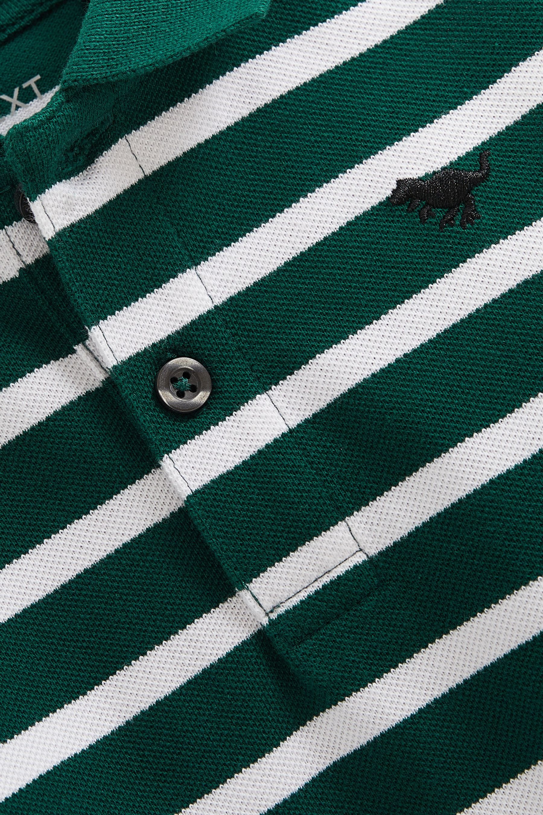 Green/White Long Sleeve Stripe Polo Shirt (3mths-7yrs)