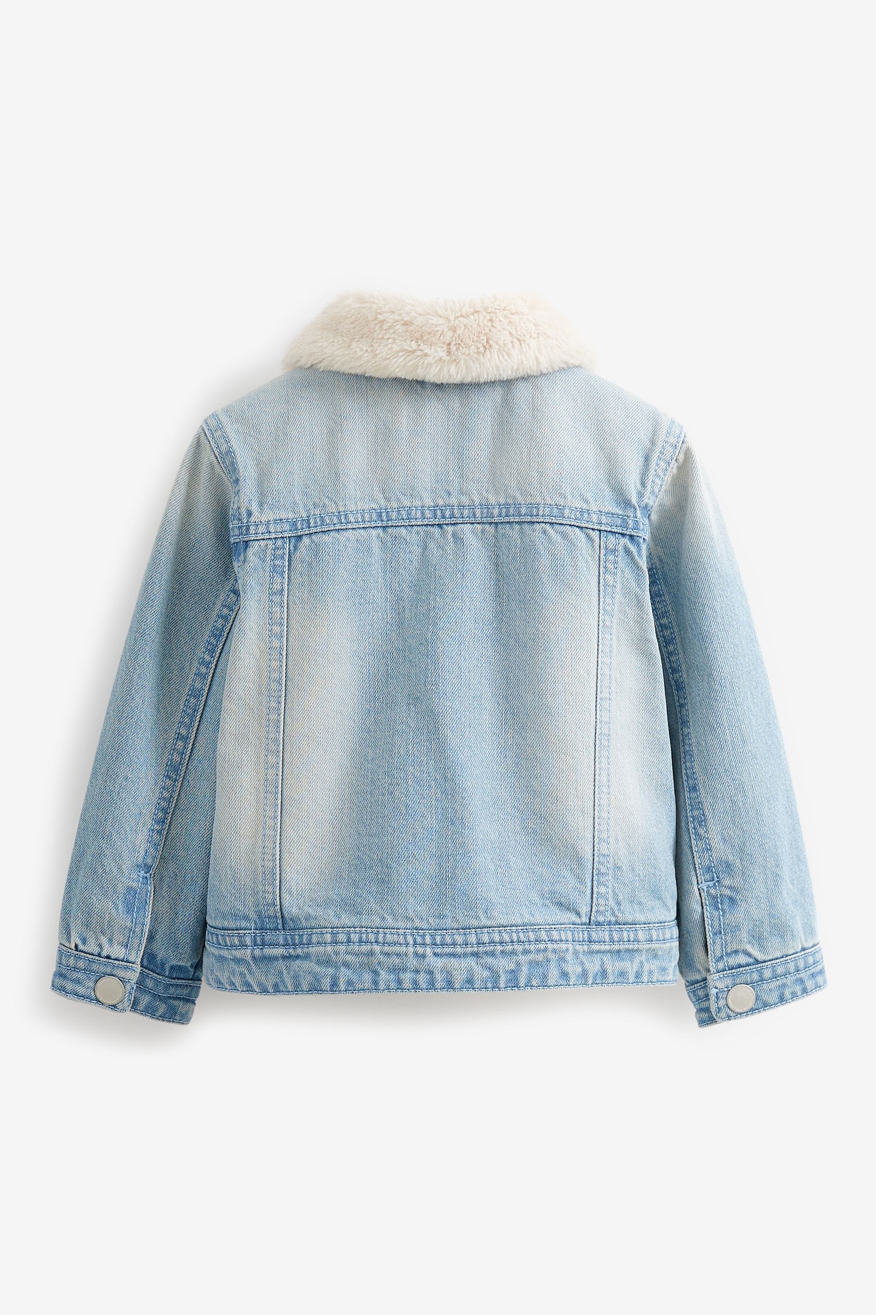 Blue Faux Fur Collar Lined Denim Jacket (12mths-7yrs)