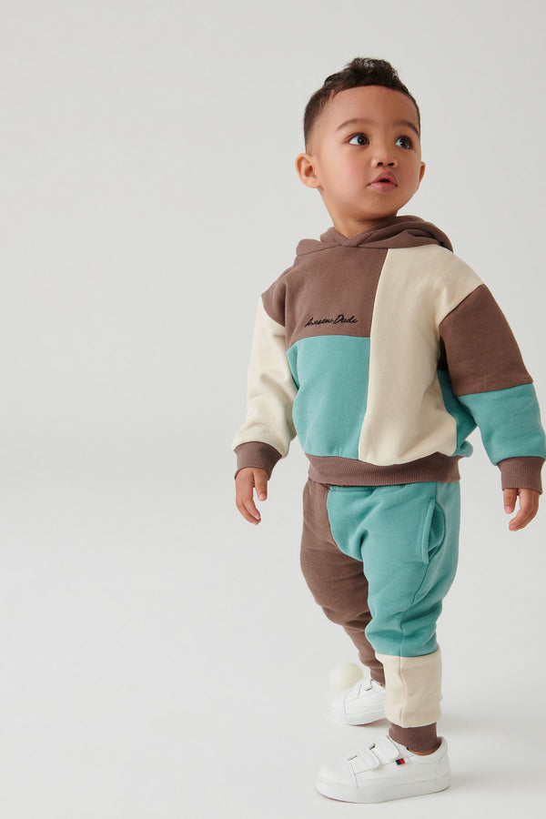 Mint Green/Brown Colourblock Jersey Tracksuit (3mths-7yrs)