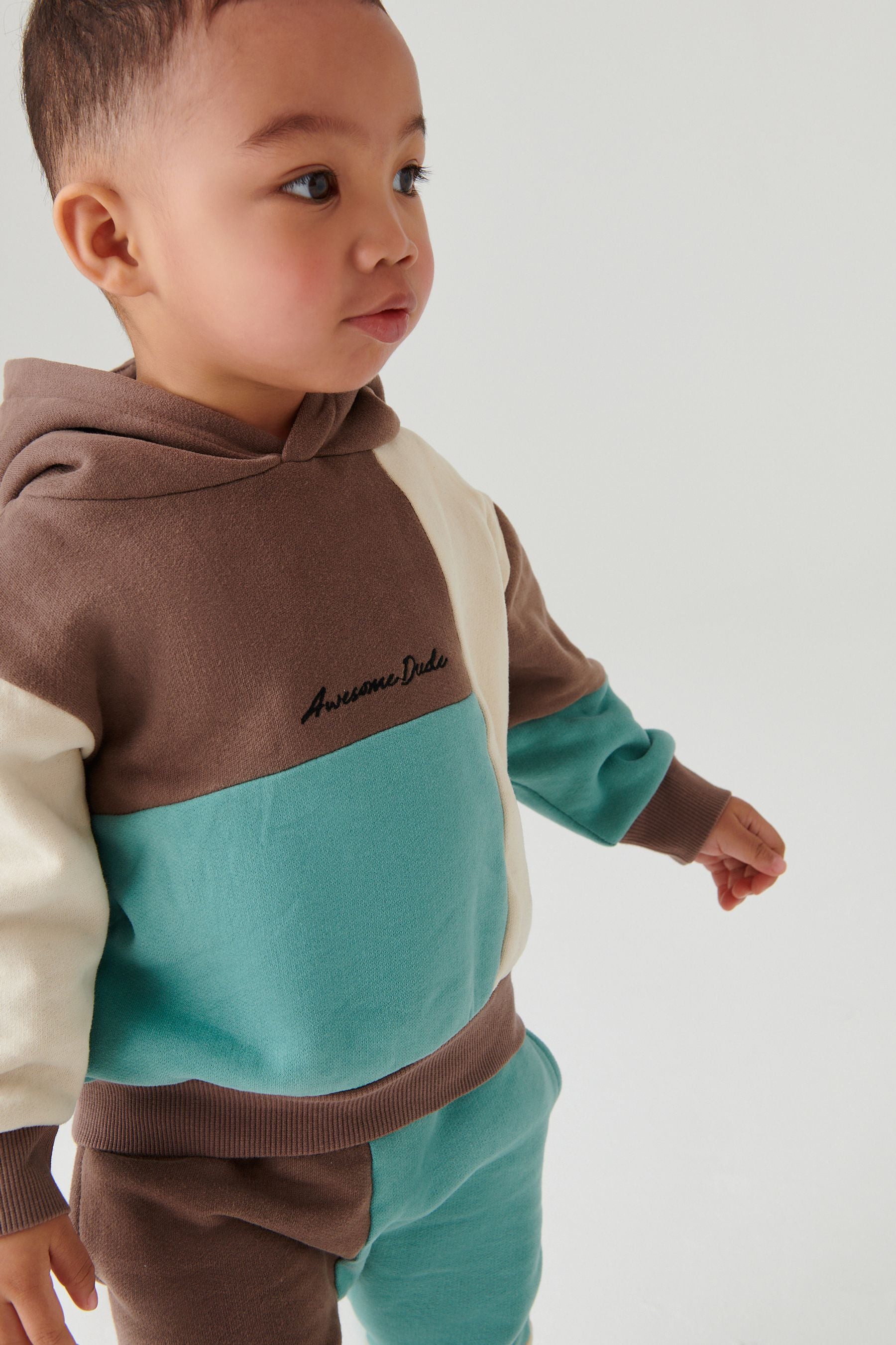 Mint Green/Brown Colourblock Jersey Tracksuit (3mths-7yrs)