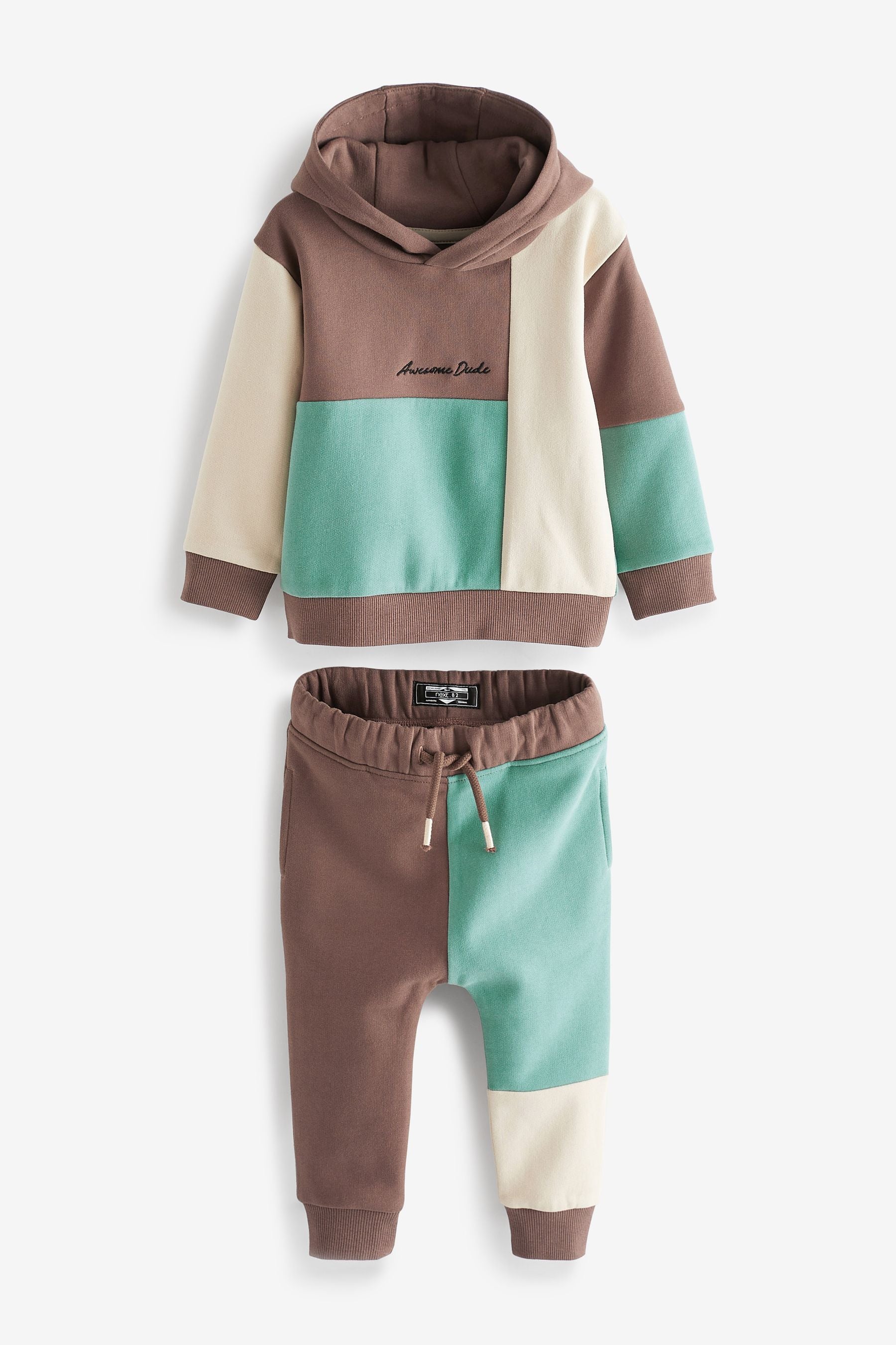 Mint Green/Brown Colourblock Jersey Tracksuit (3mths-7yrs)