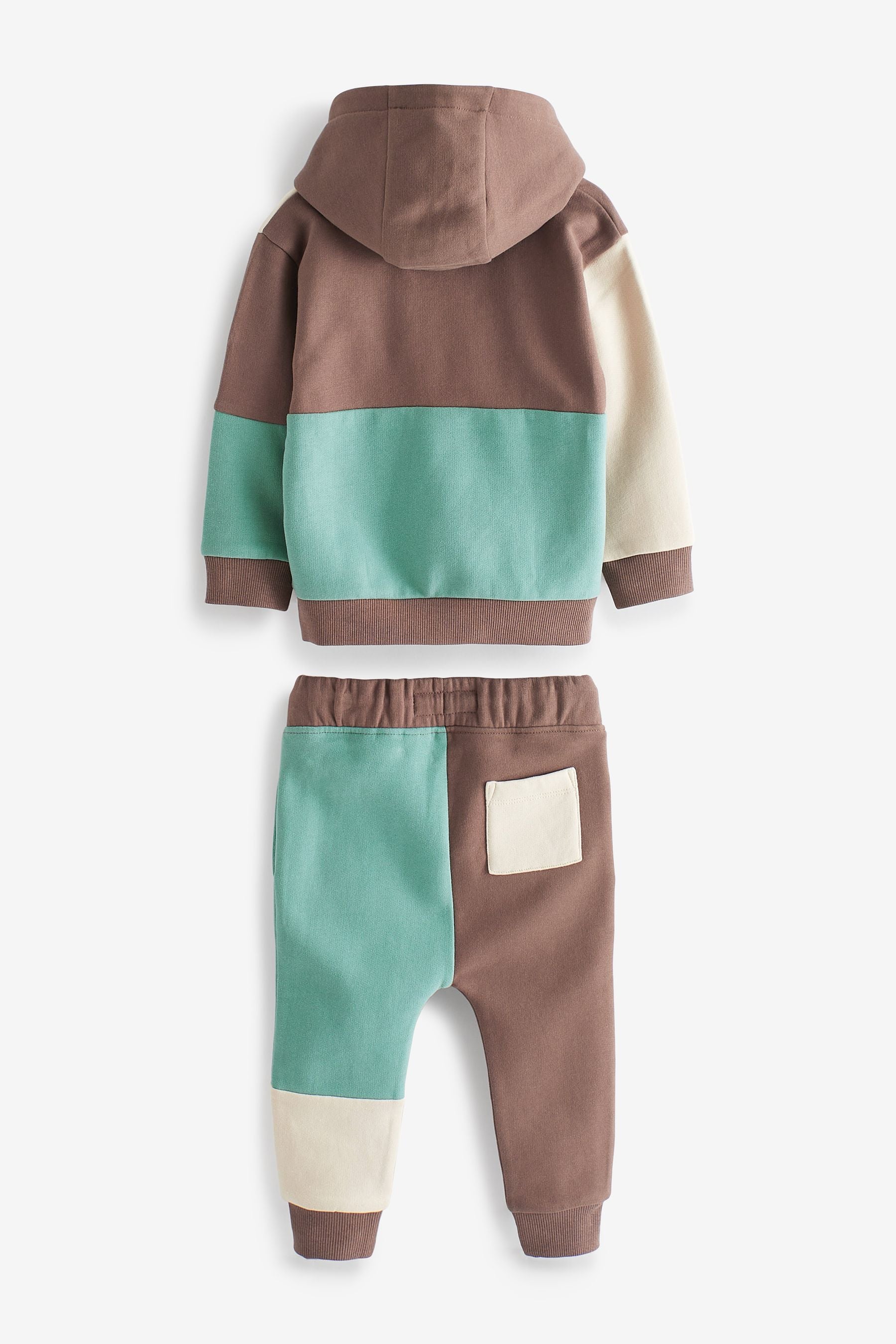 Mint Green/Brown Colourblock Jersey Tracksuit (3mths-7yrs)