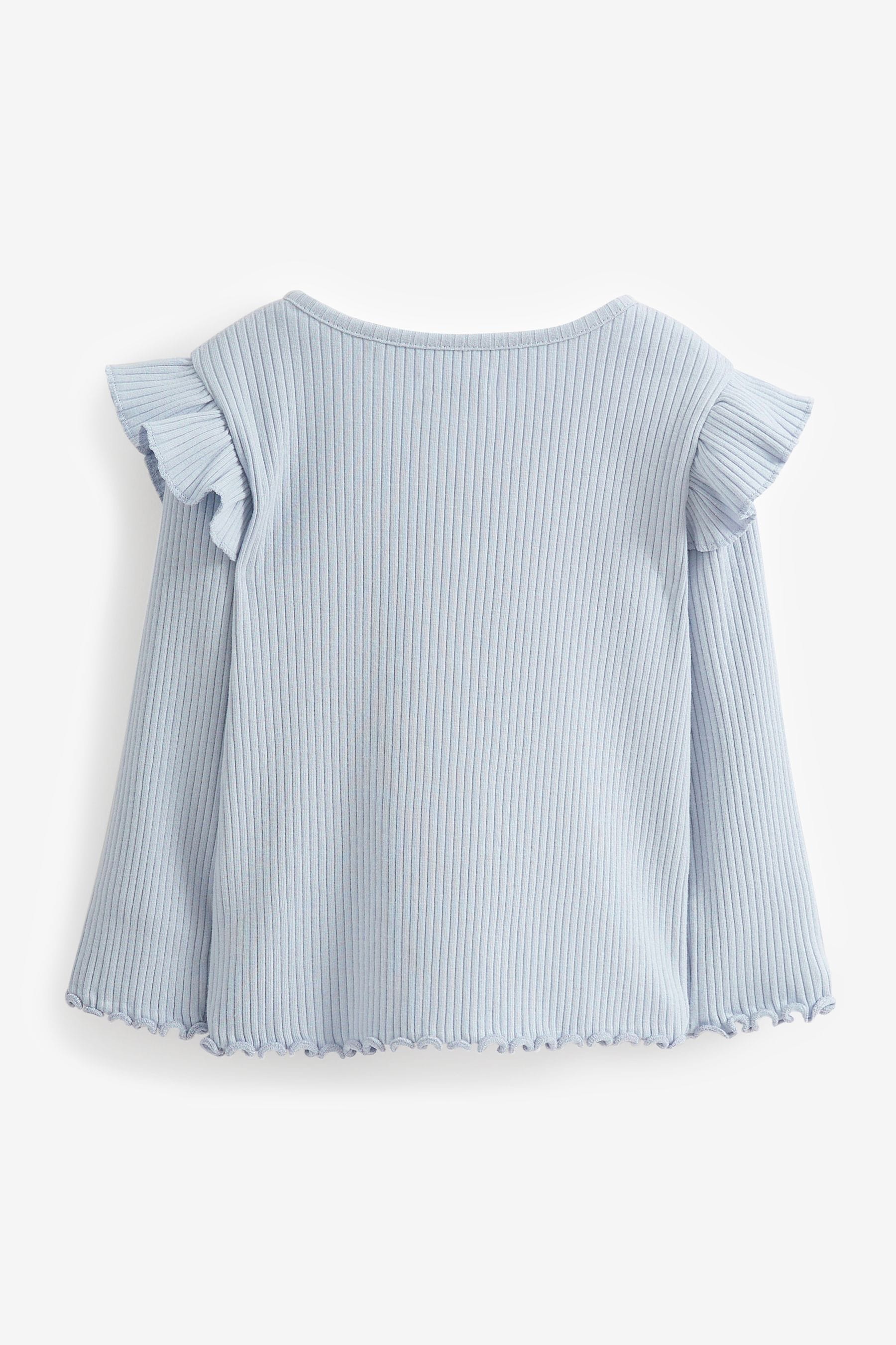 Pale Blue Long Sleeve Rib Wrap Top (3mths-7yrs)