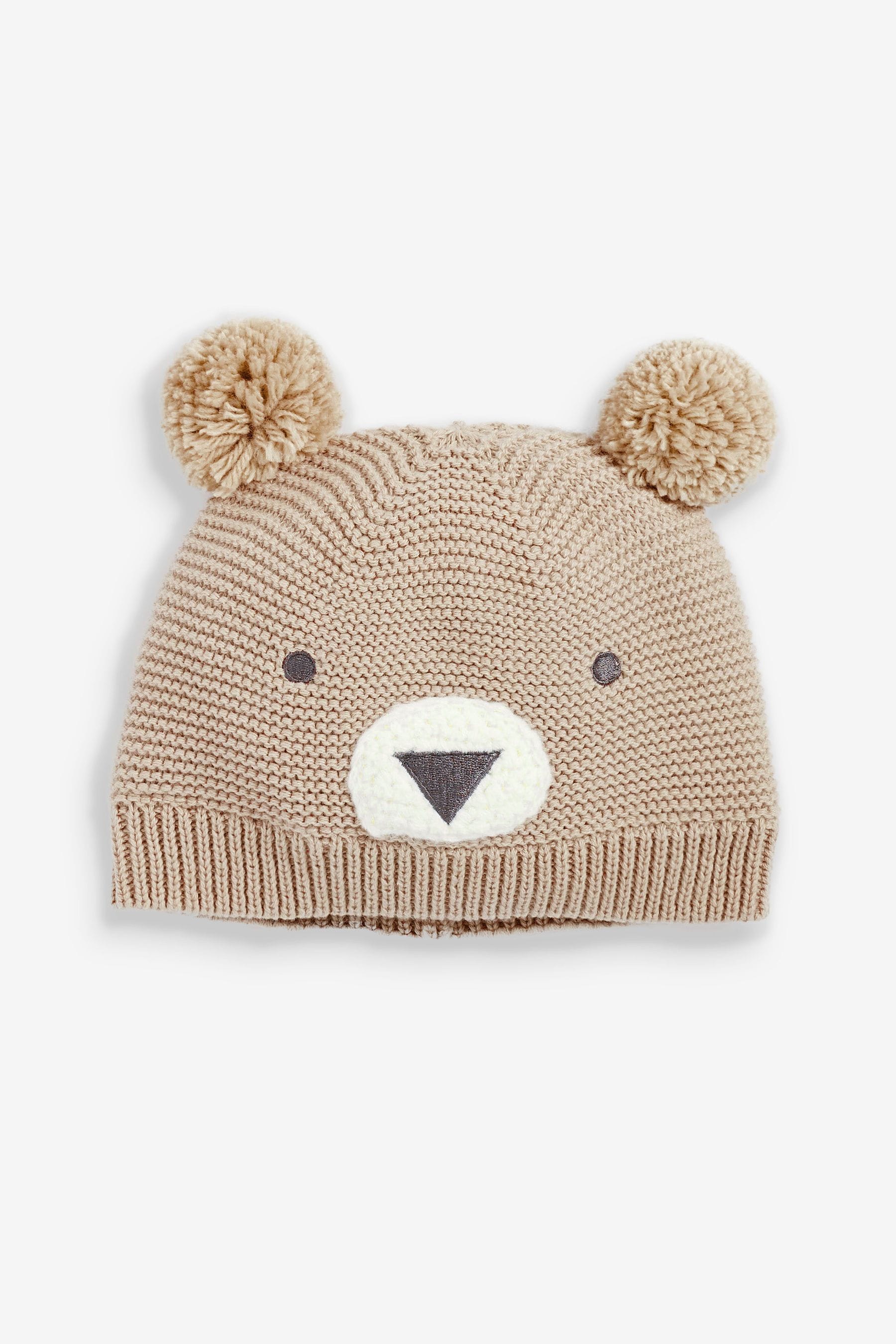 Neutral Beige Bear Character Knitted Baby Hat (0mths-2yrs)