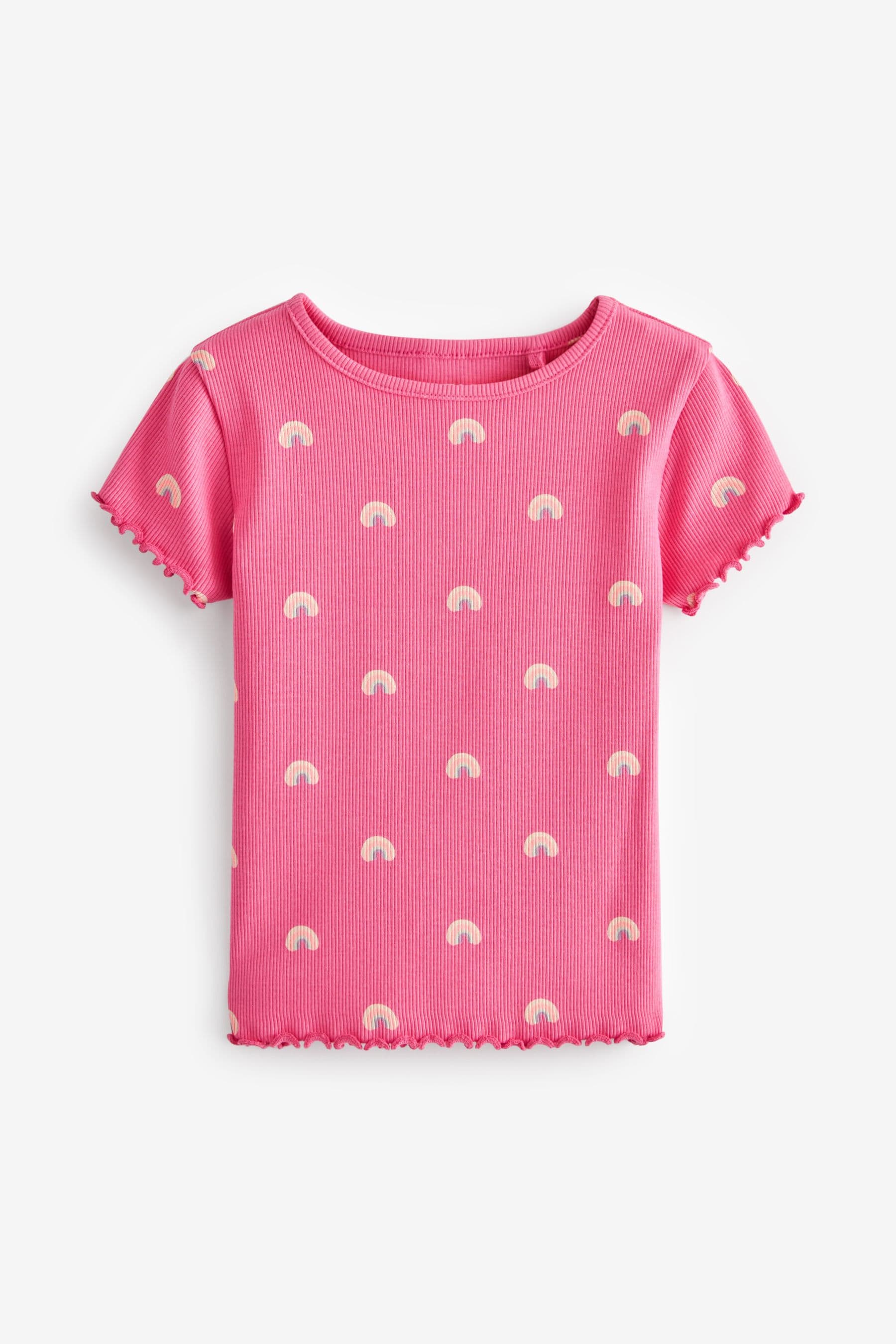 Pink Rainbow Rib Short Sleeve T-Shirt (3mths-7yrs)