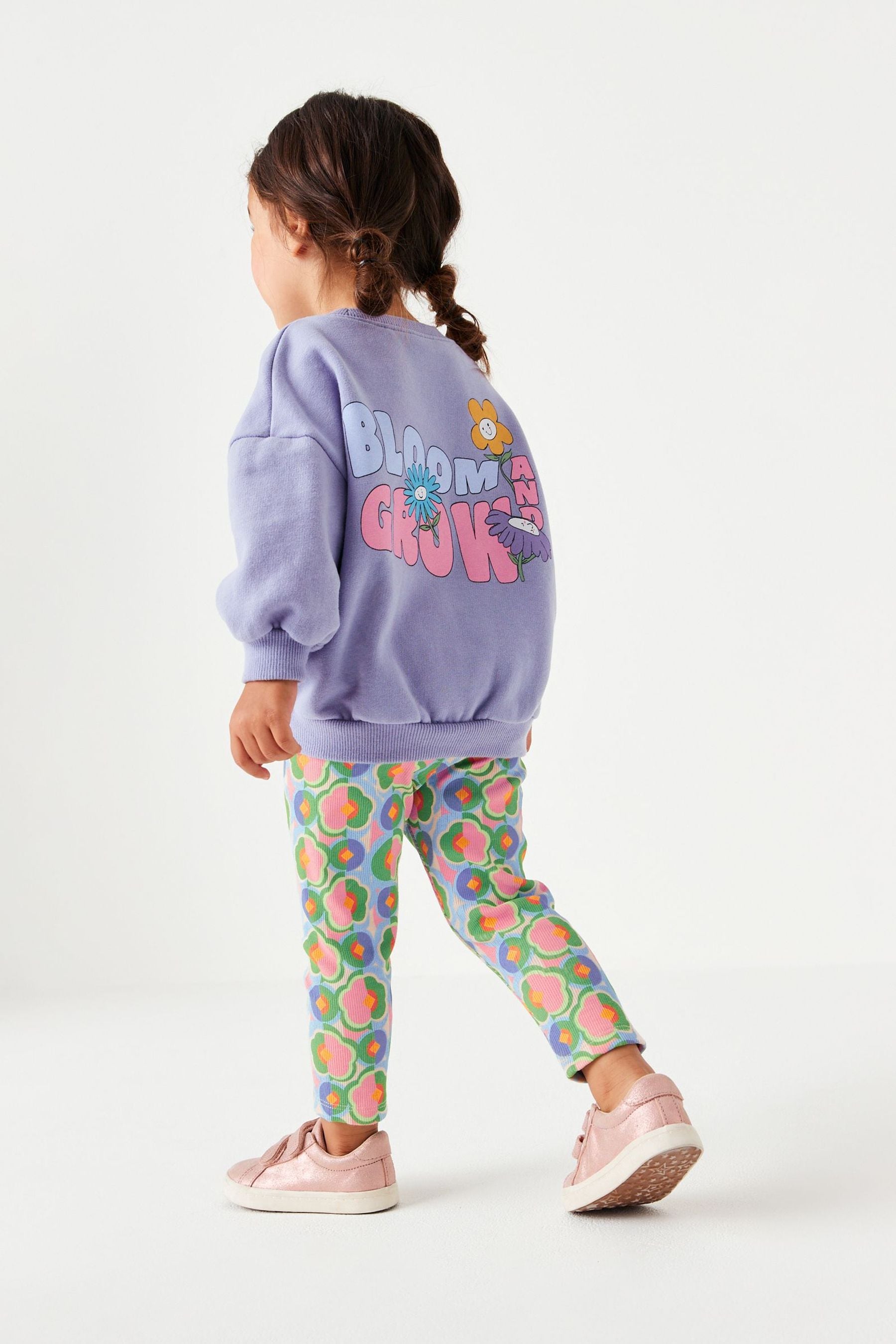 Blue Printed Crew And Leggings Set (3mths-7yrs)