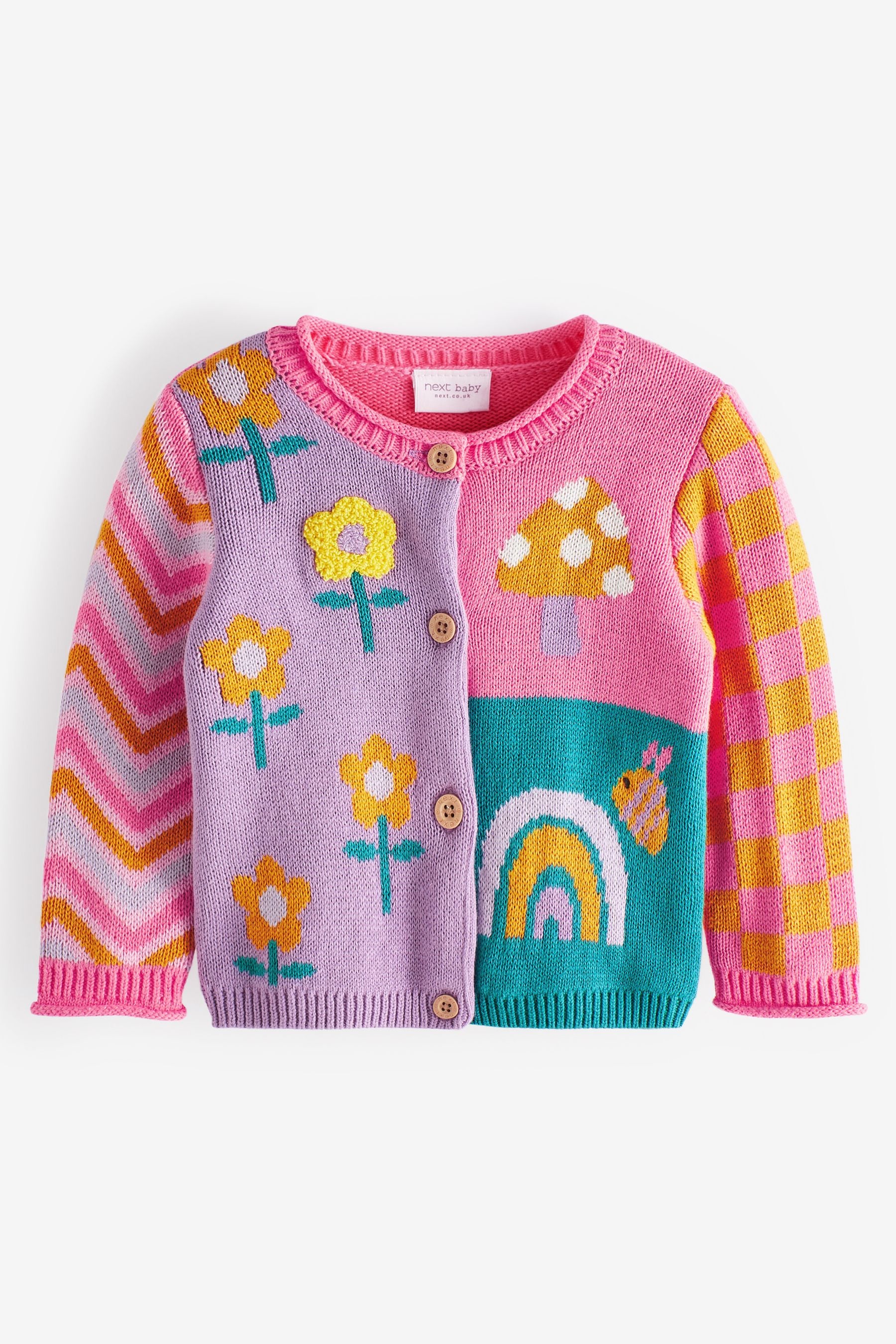 Multi Bright Patchwork Baby Knitted Cardigan (0mths-2yrs)