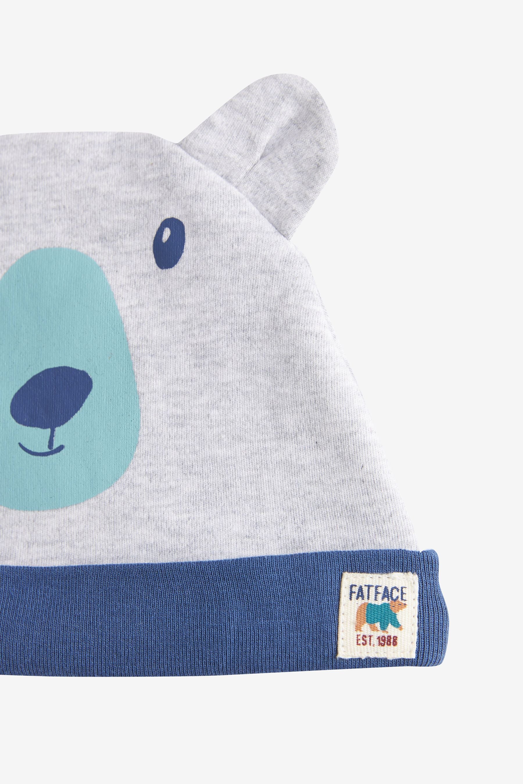 Grey FatFace Baby Crew Bear Christmas Romper And Hat Set