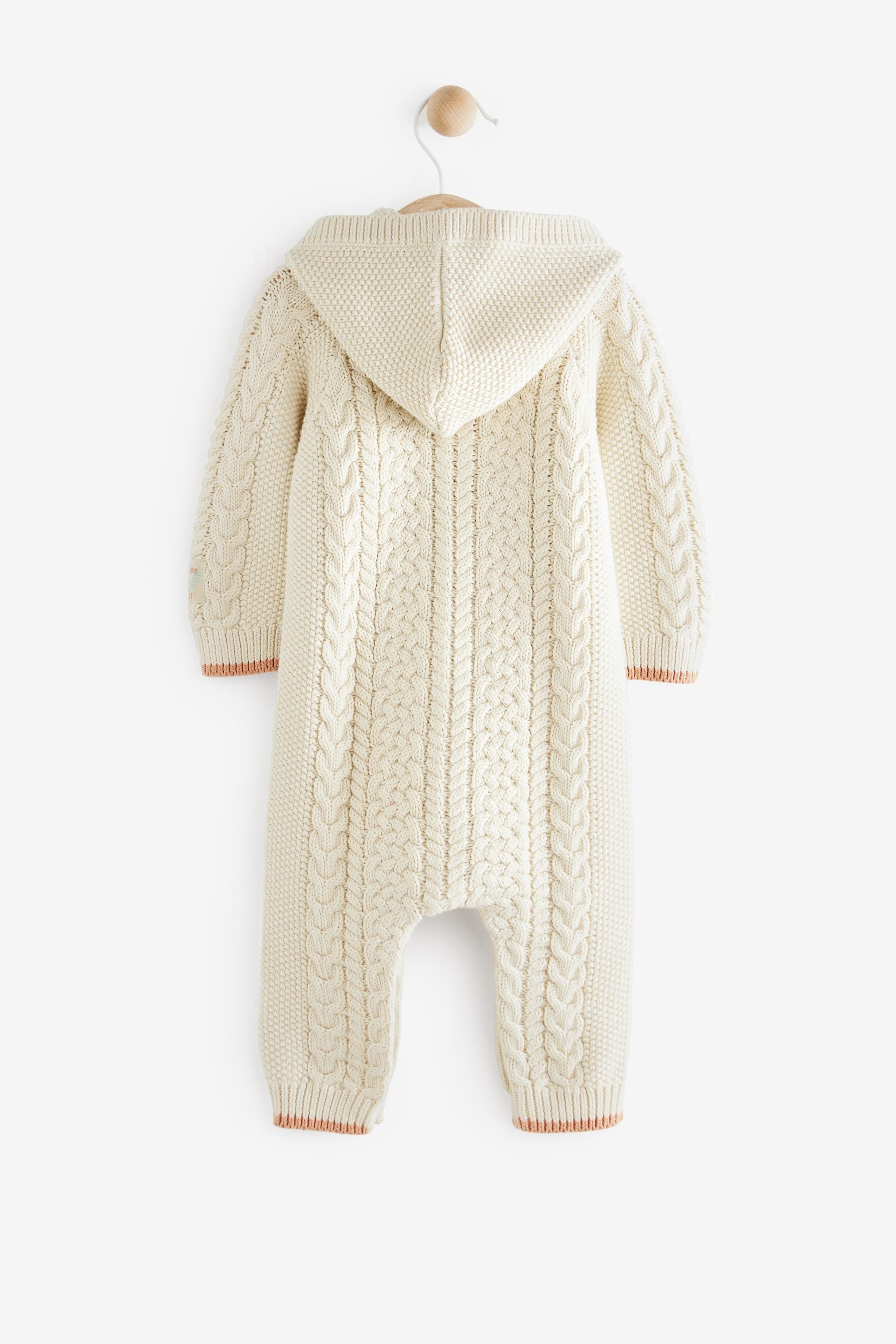 Cream FatFace Baby Crew Hooded Knit Romper