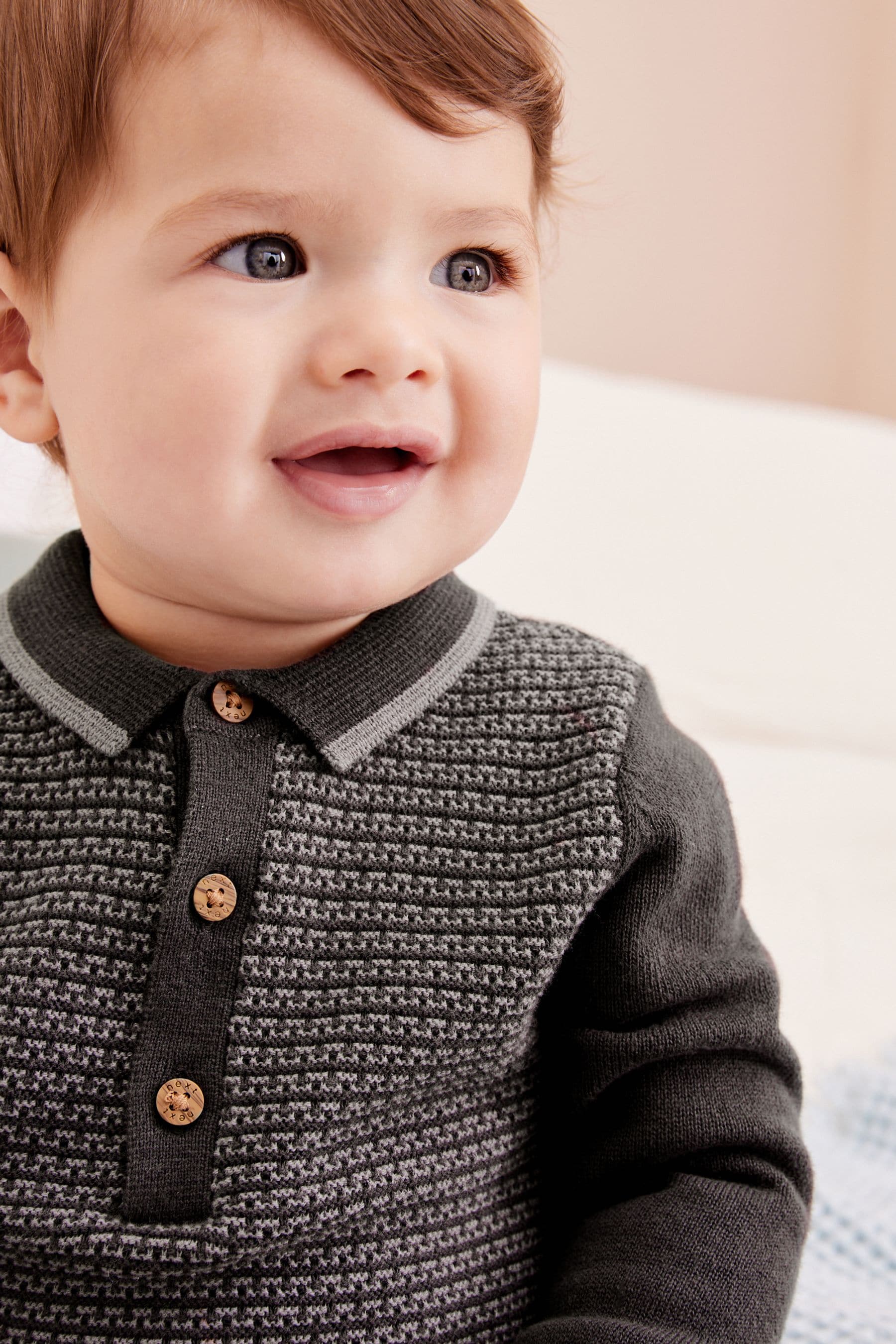 Charcoal Grey Knitted Baby Rompersuit (0mths-2yrs)