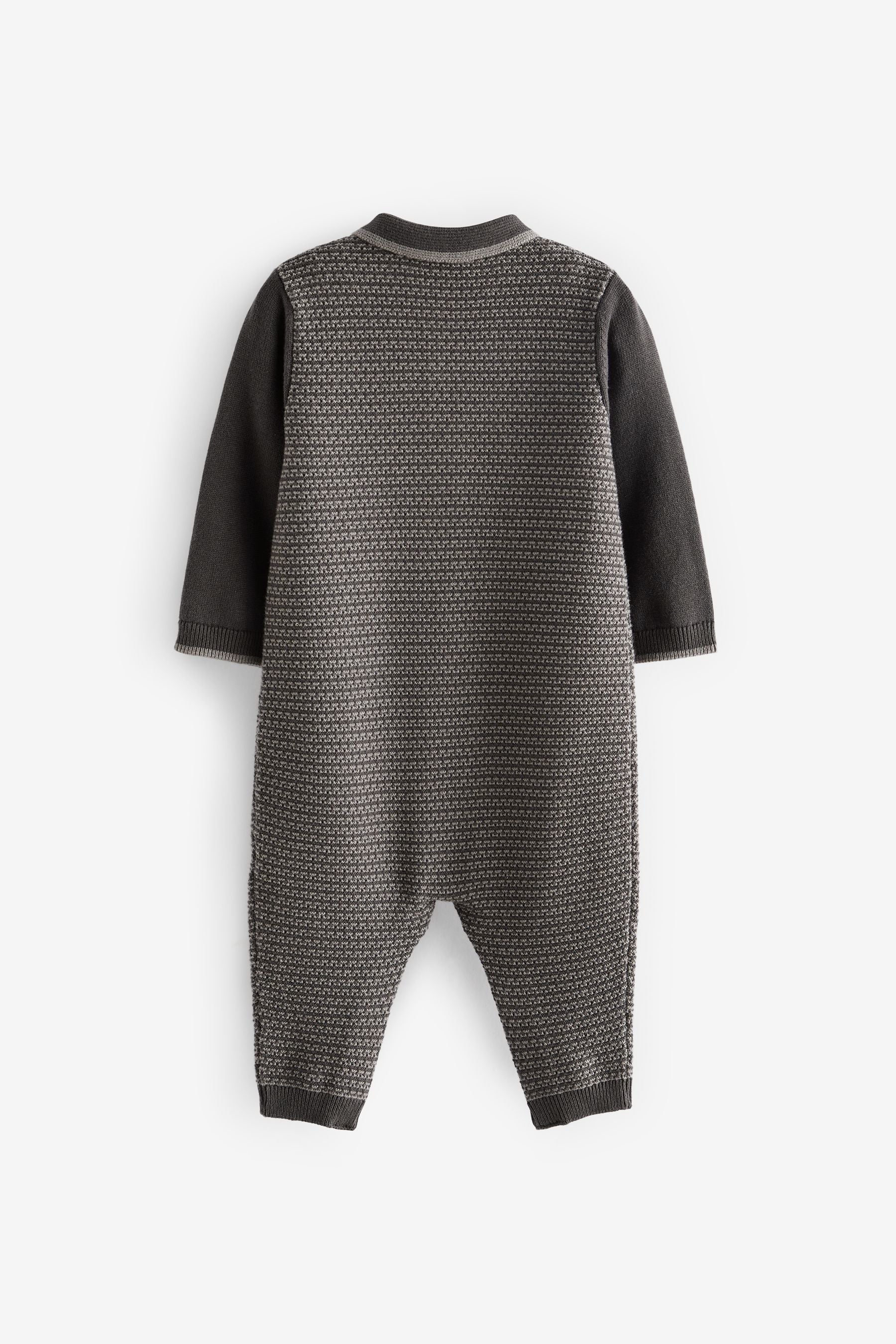 Charcoal Grey Knitted Baby Rompersuit (0mths-2yrs)