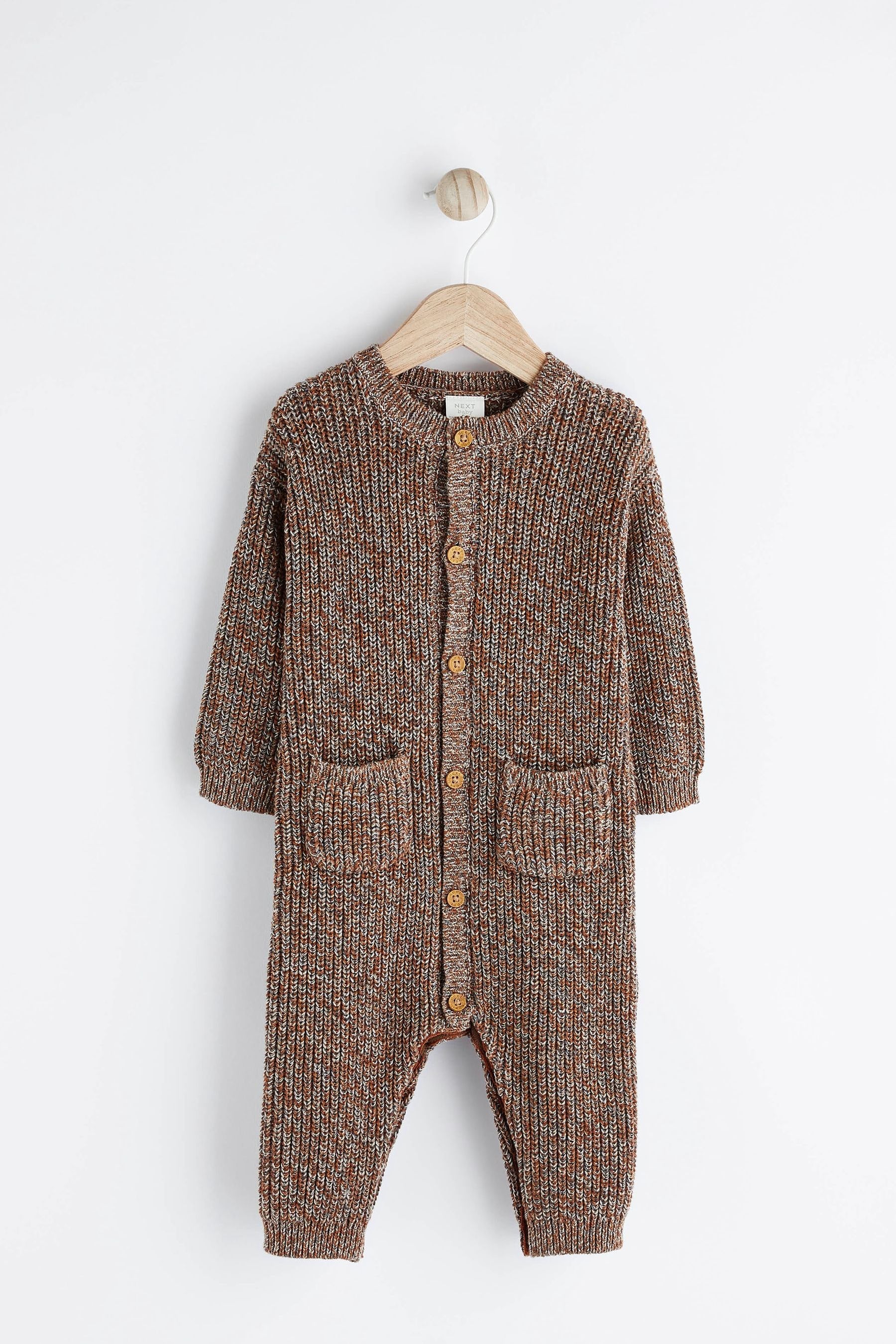 Chocolate Brown Knitted Baby Romper (0mths-2yrs)