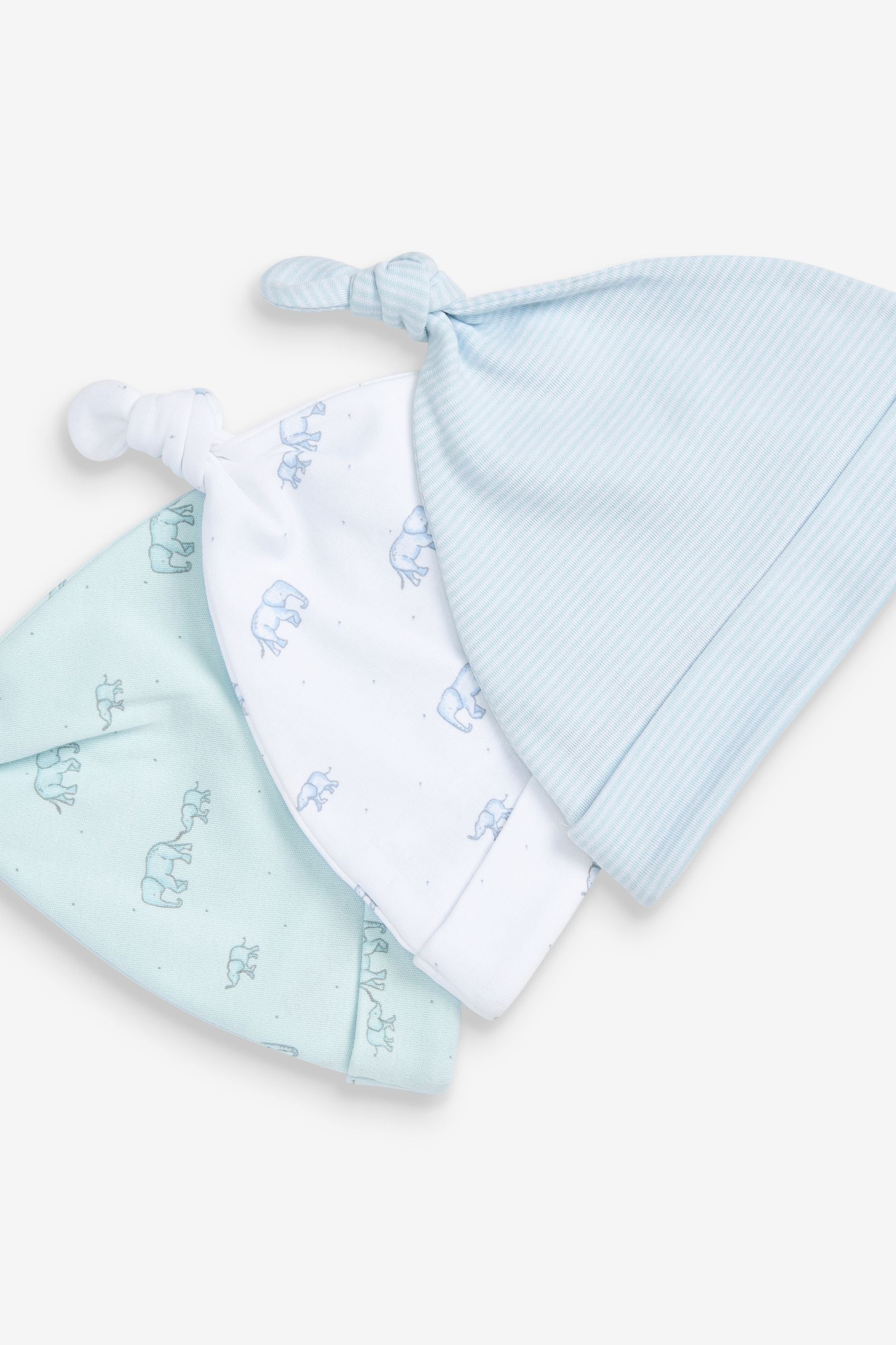 Blue Elephant Baby Tie Top Hats 3 Pack (0-18mths)