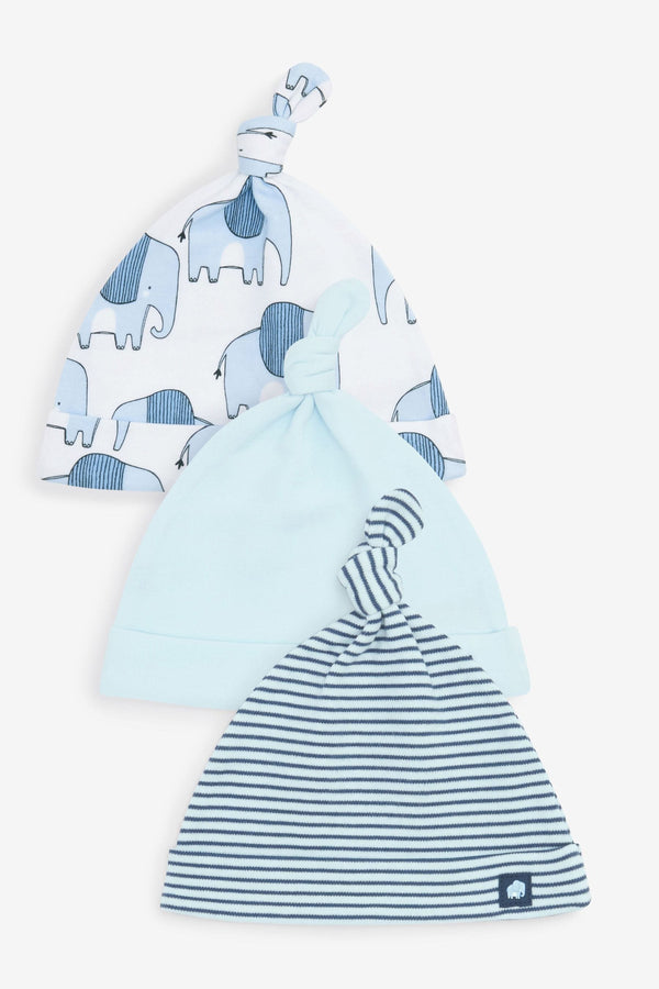 Blue 3 Pack Baby Tie Top Hats (0-18mths)