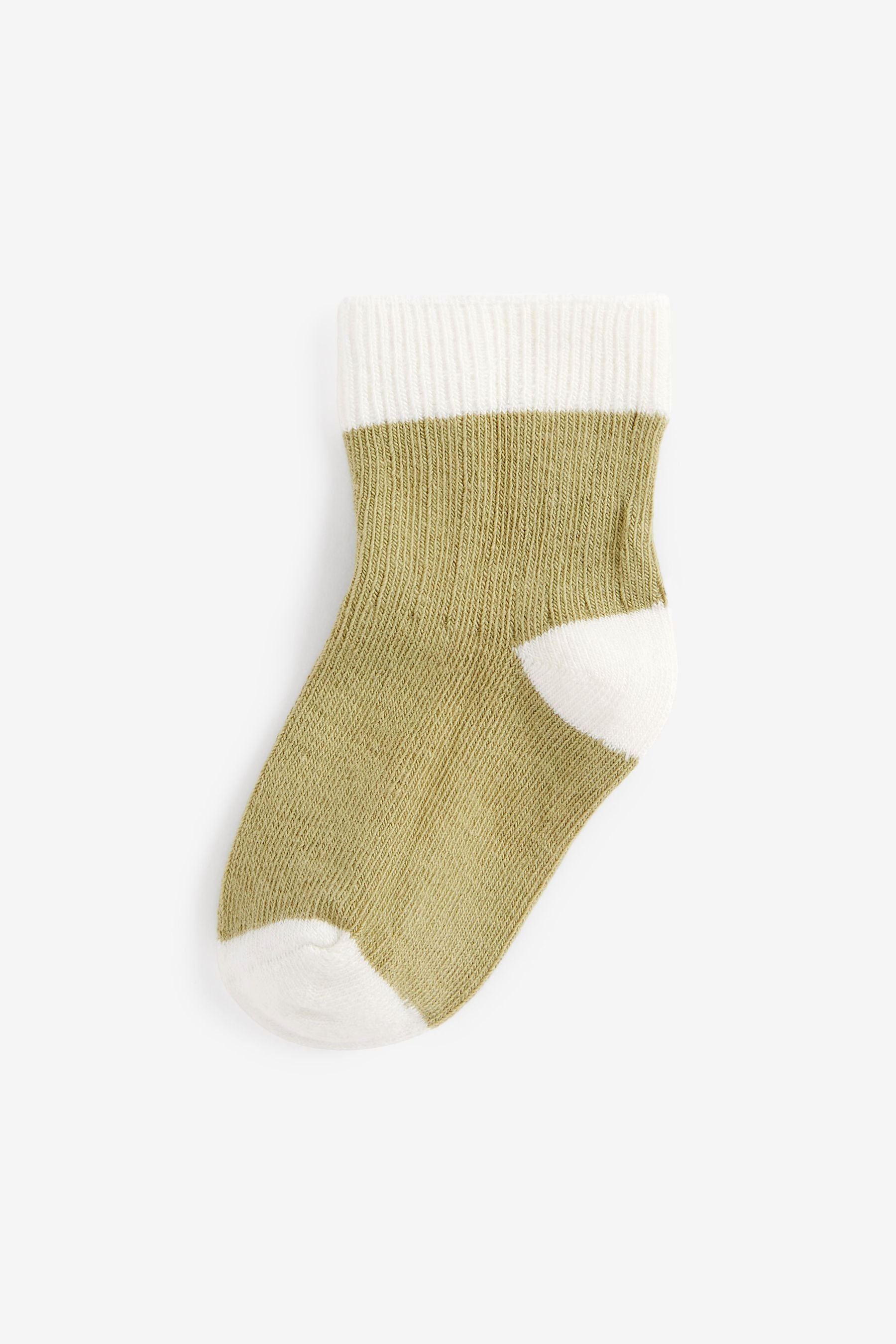 Green/Rust Brown 5 Pack Baby Socks (0mths-2yrs)