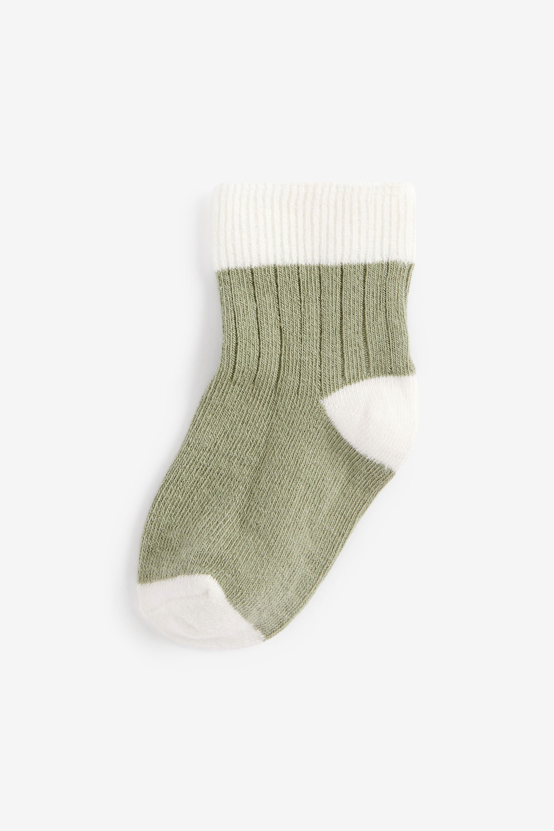 Green/Rust Brown 5 Pack Baby Socks (0mths-2yrs)