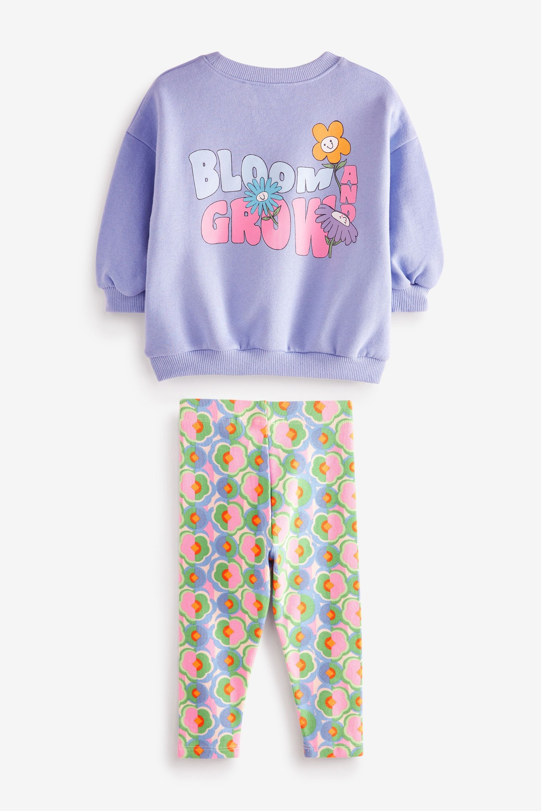 Blue Printed Crew And Leggings Set (3mths-7yrs)